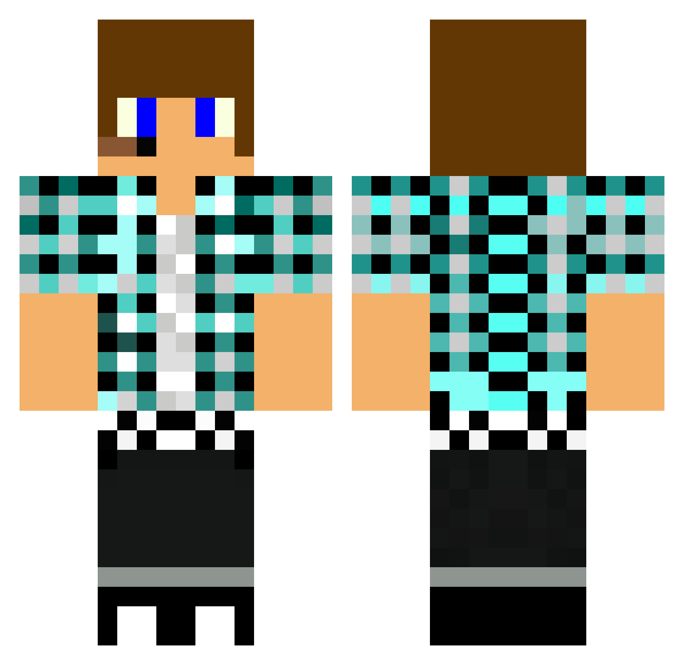 whiute Minecraft skin, front and back view