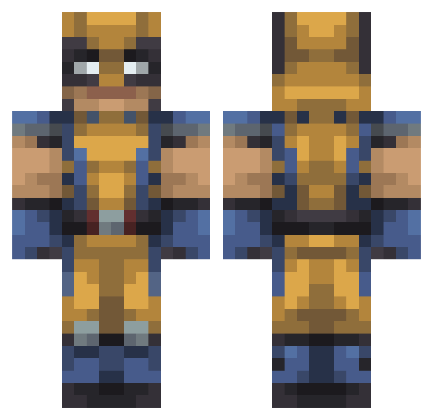 Chillynugget Minecraft skin, front and back view