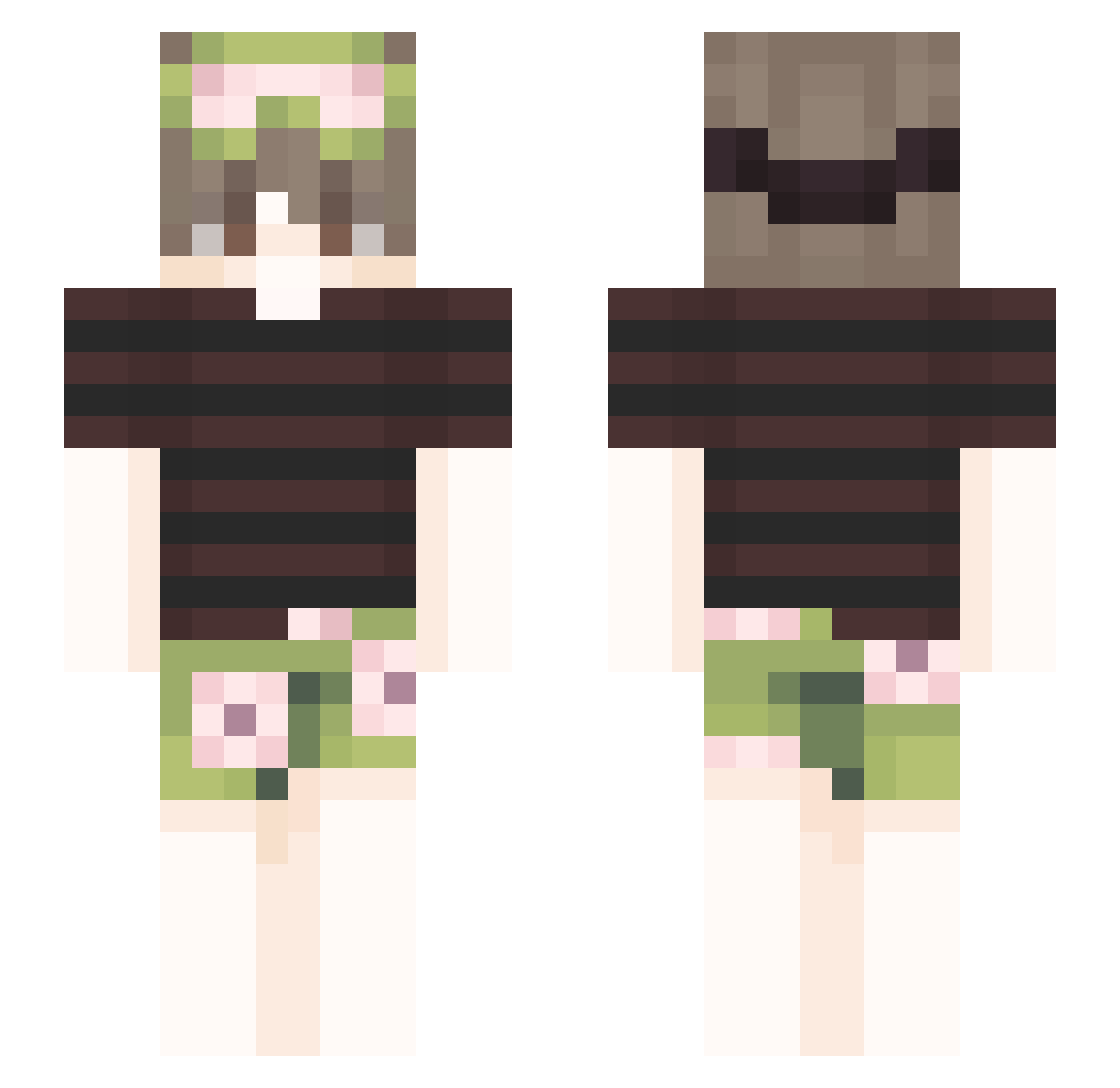AlinsWolf Minecraft skin, front and back view