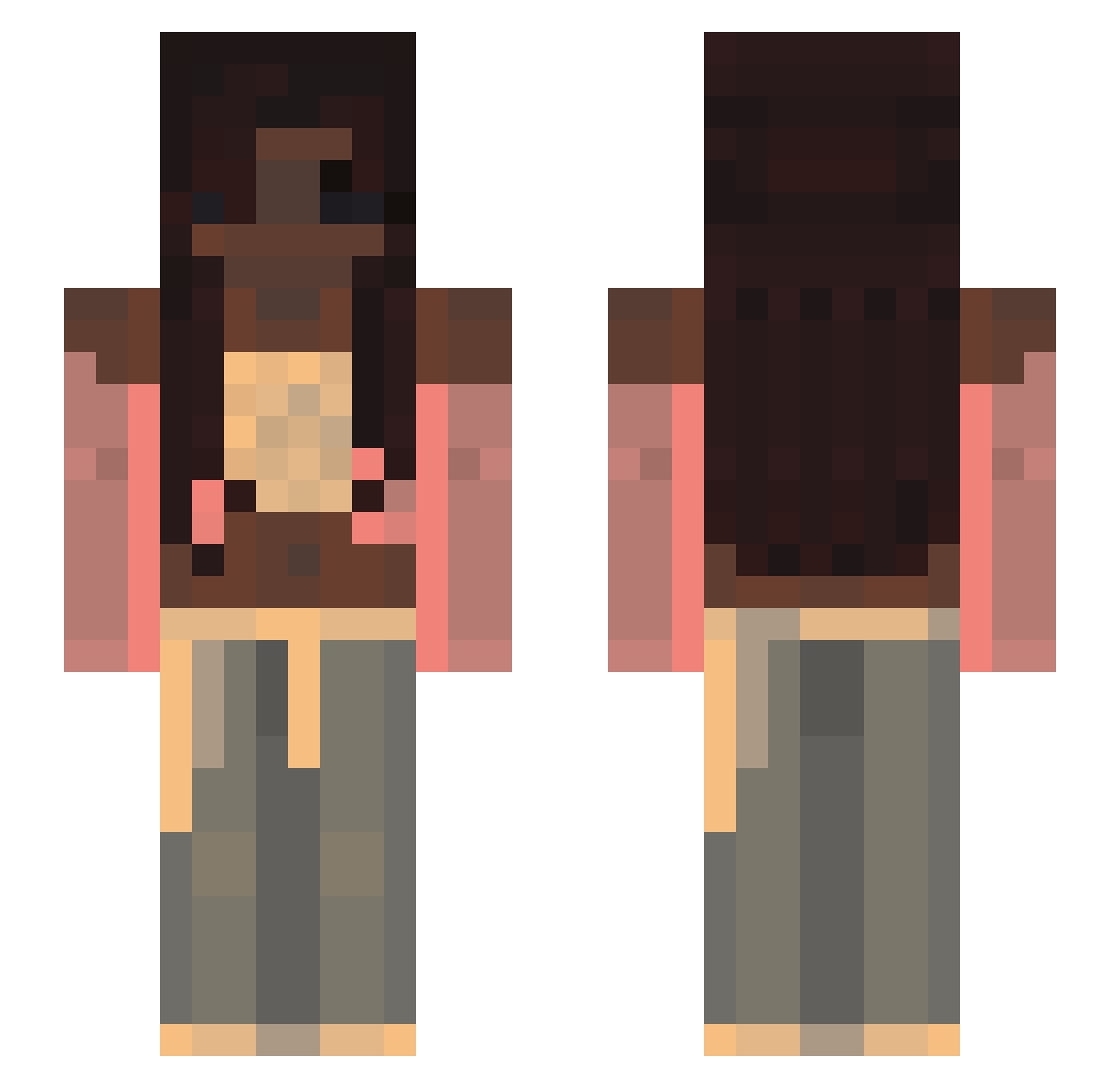Kham1K Minecraft skin, front and back view