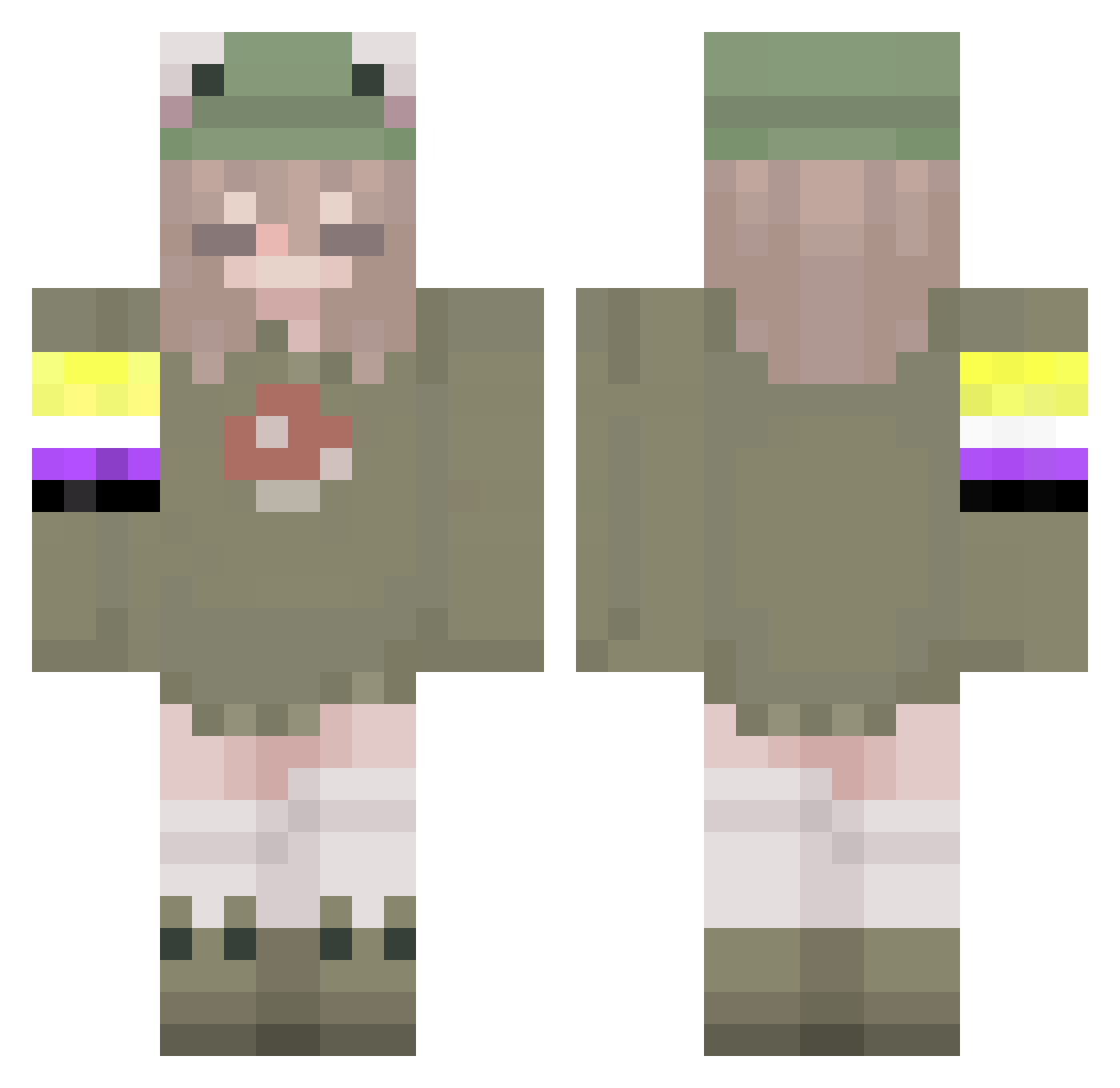 Vx4nx4 Minecraft skin, front and back view