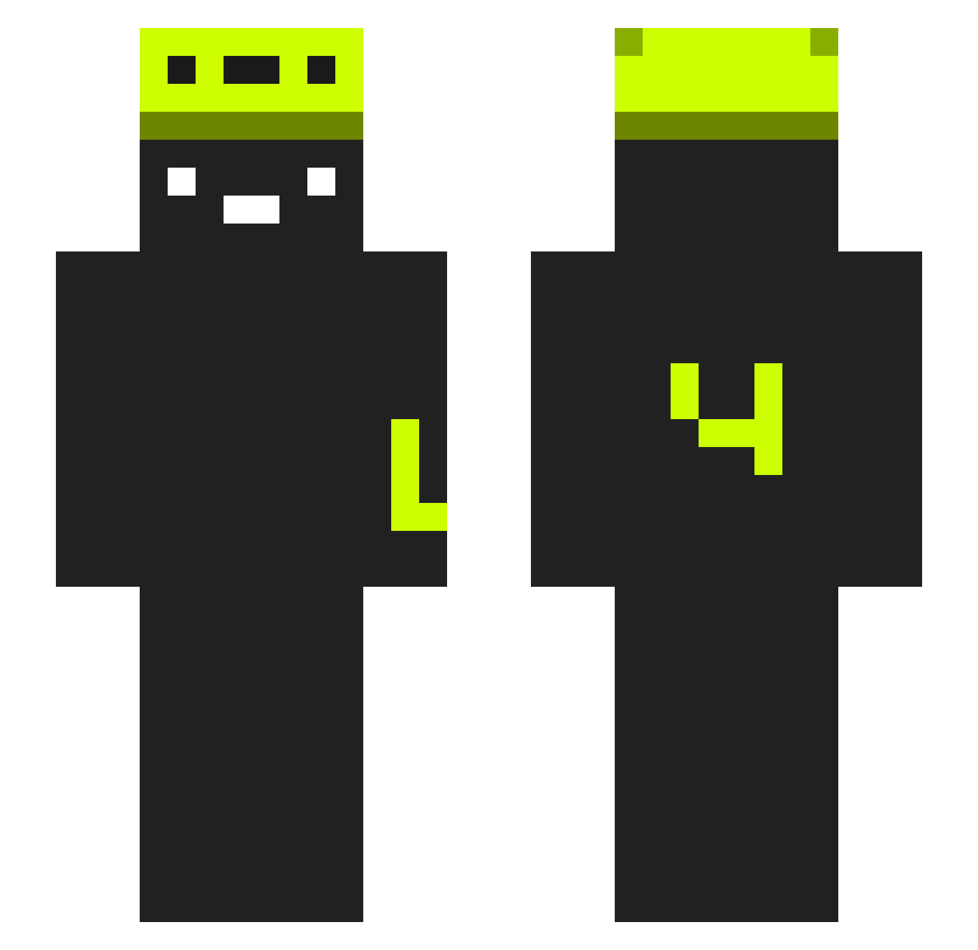 Fiyar Minecraft skin, front and back view
