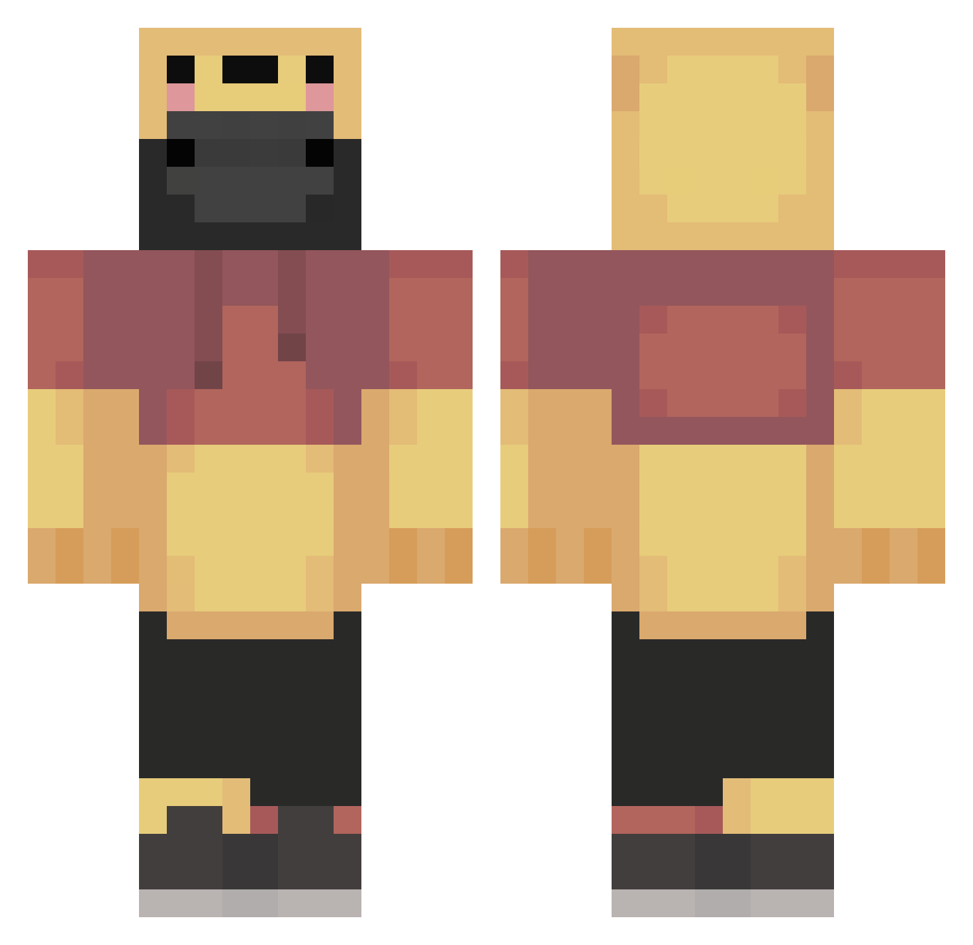 NolanRain Minecraft skin, front and back view