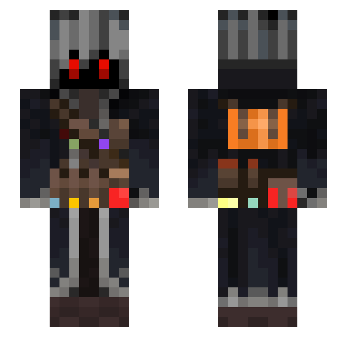 Crab0n Minecraft skin, front and back view