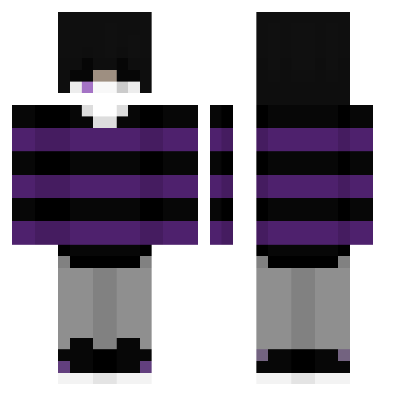 WAYN3R07 Minecraft skin, front and back view
