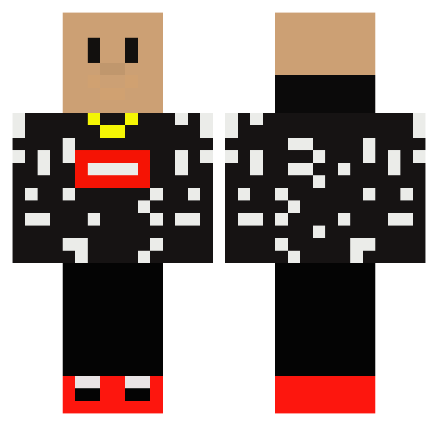 JebronLlamas Minecraft skin, front and back view