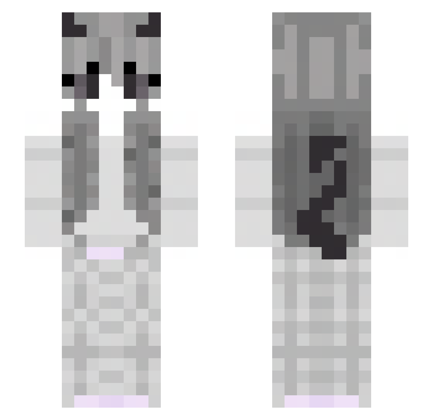 Wentylll Minecraft skin, front and back view