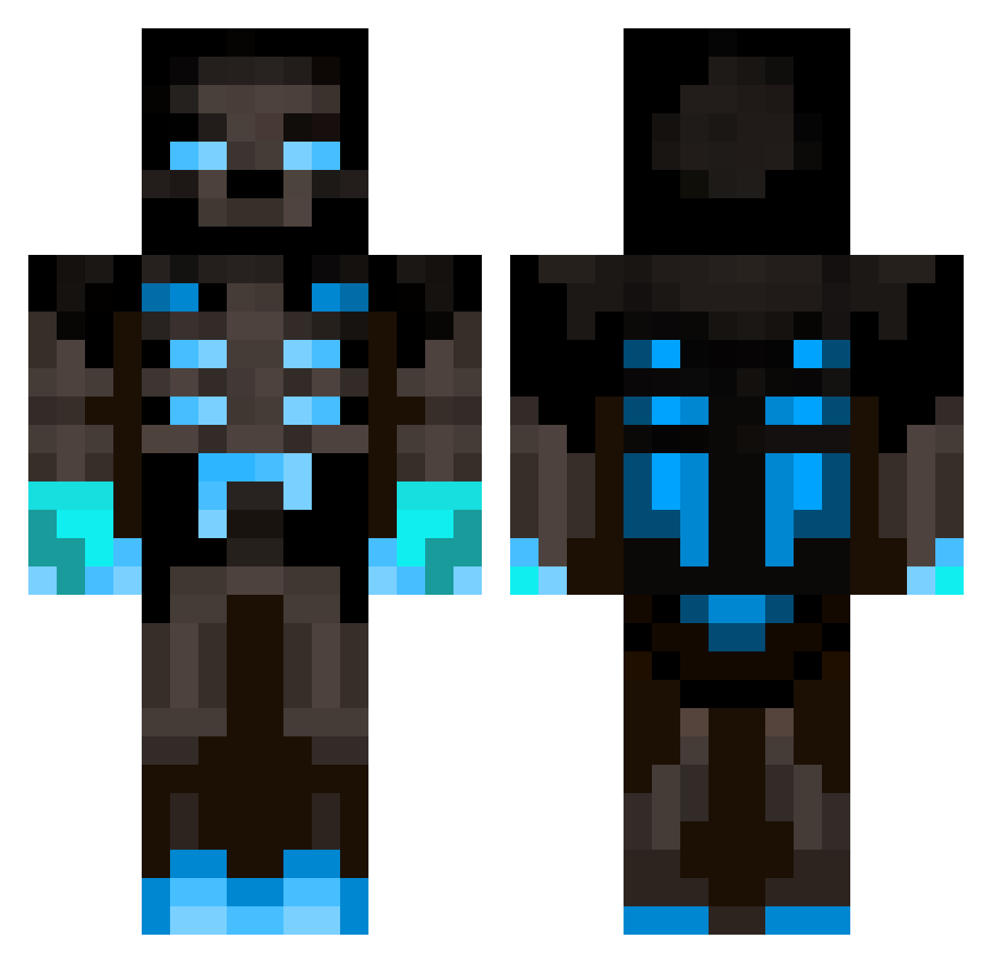 Tozl Minecraft skin, front and back view