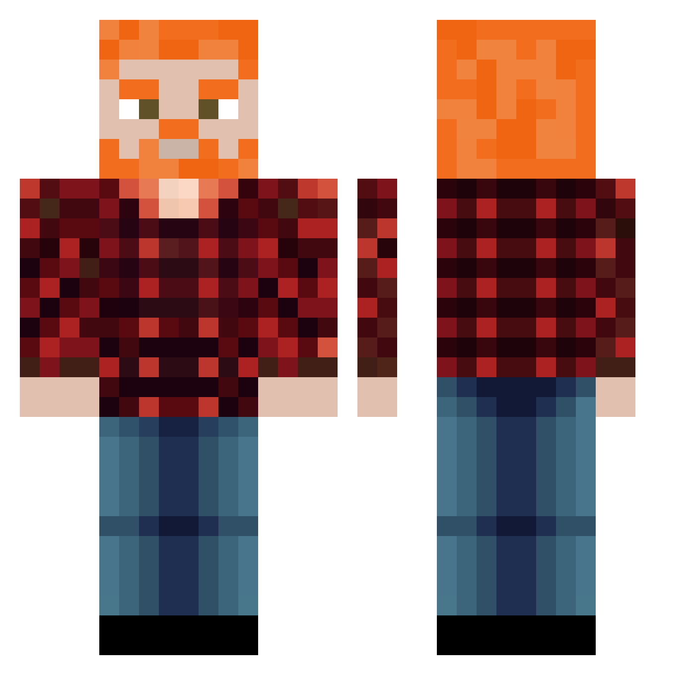 RabidGingy Minecraft skin, front and back view