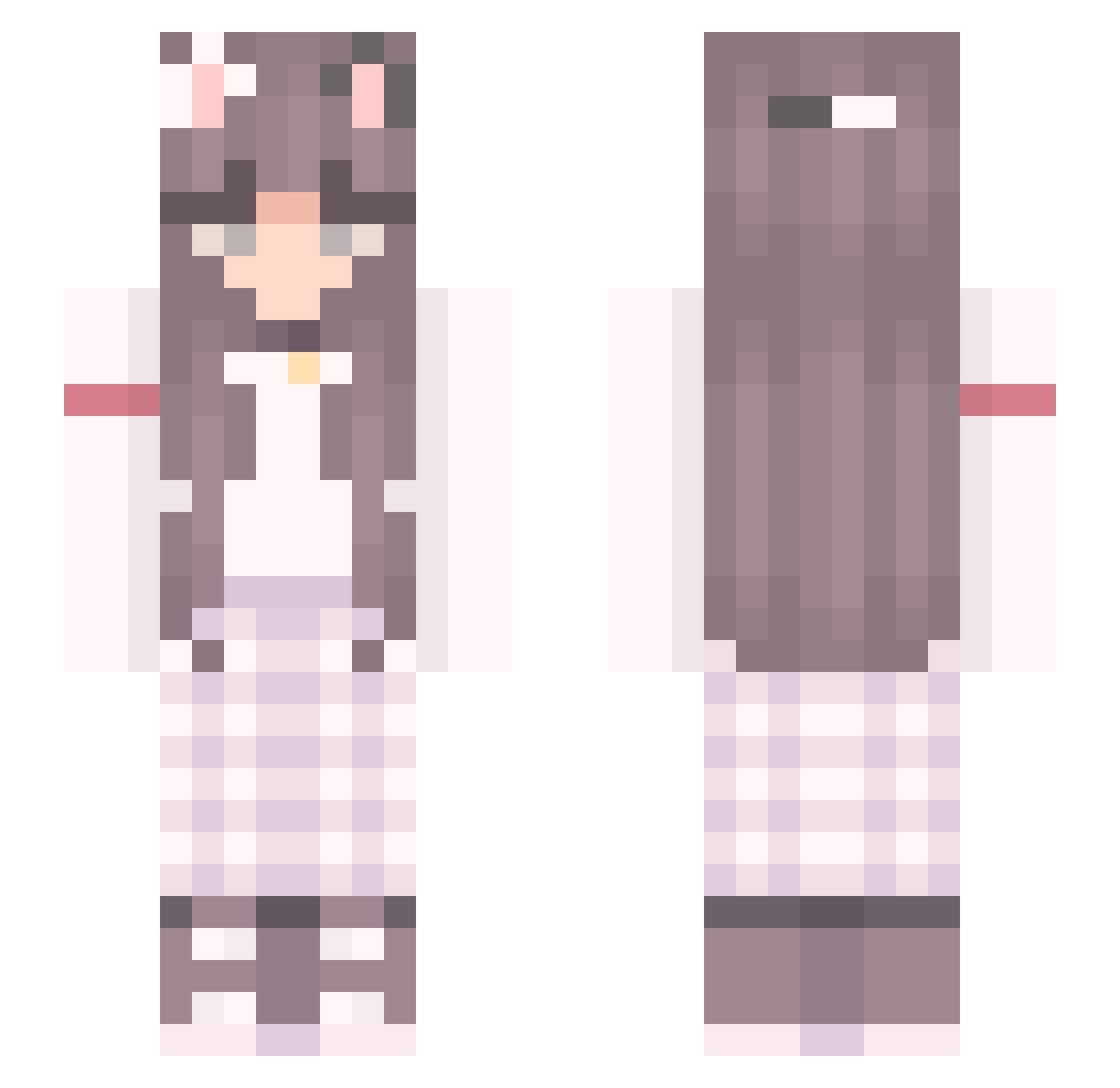 Unexpected_Tatum Minecraft skin, front and back view
