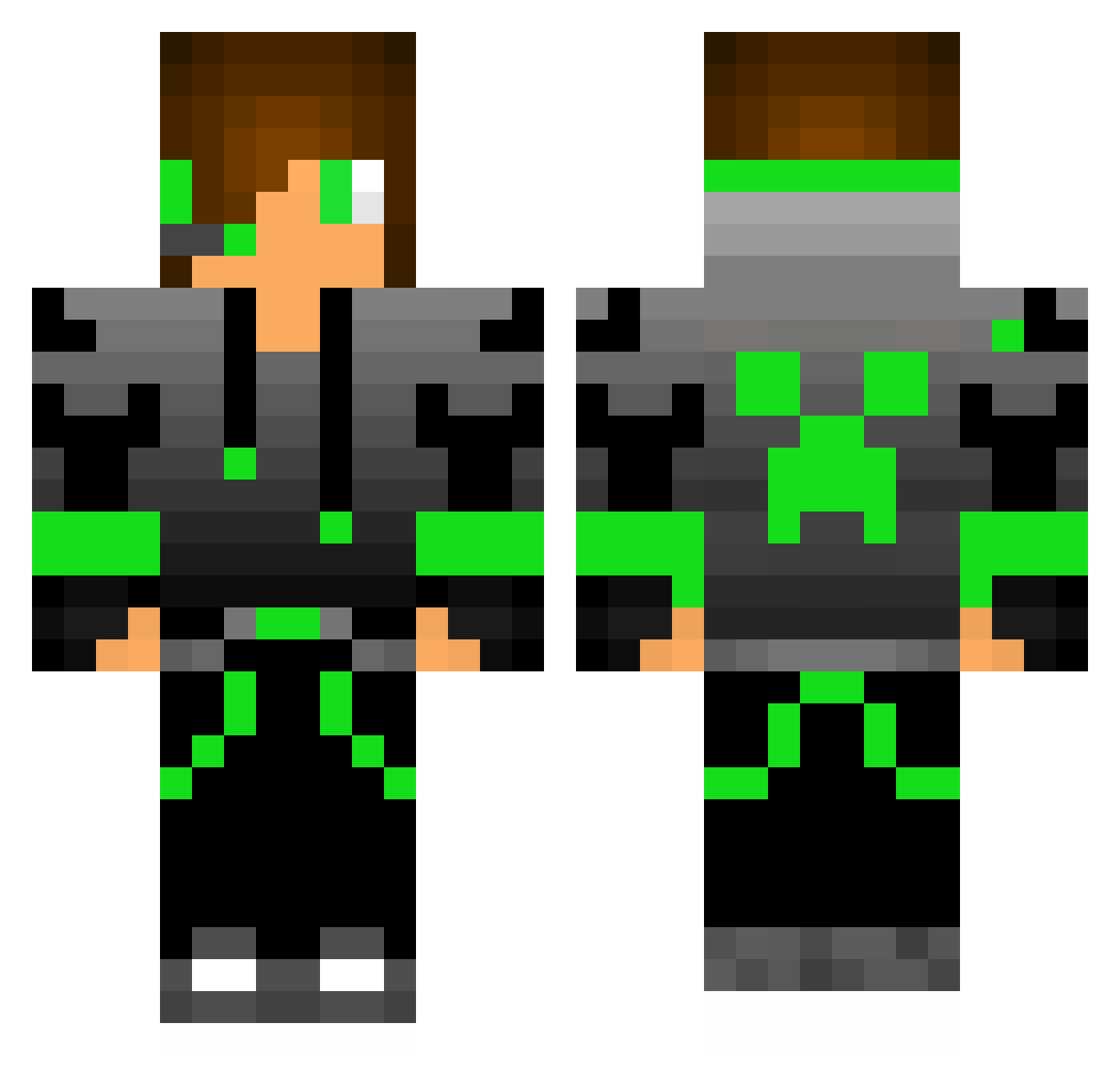Decked Minecraft skin, front and back view