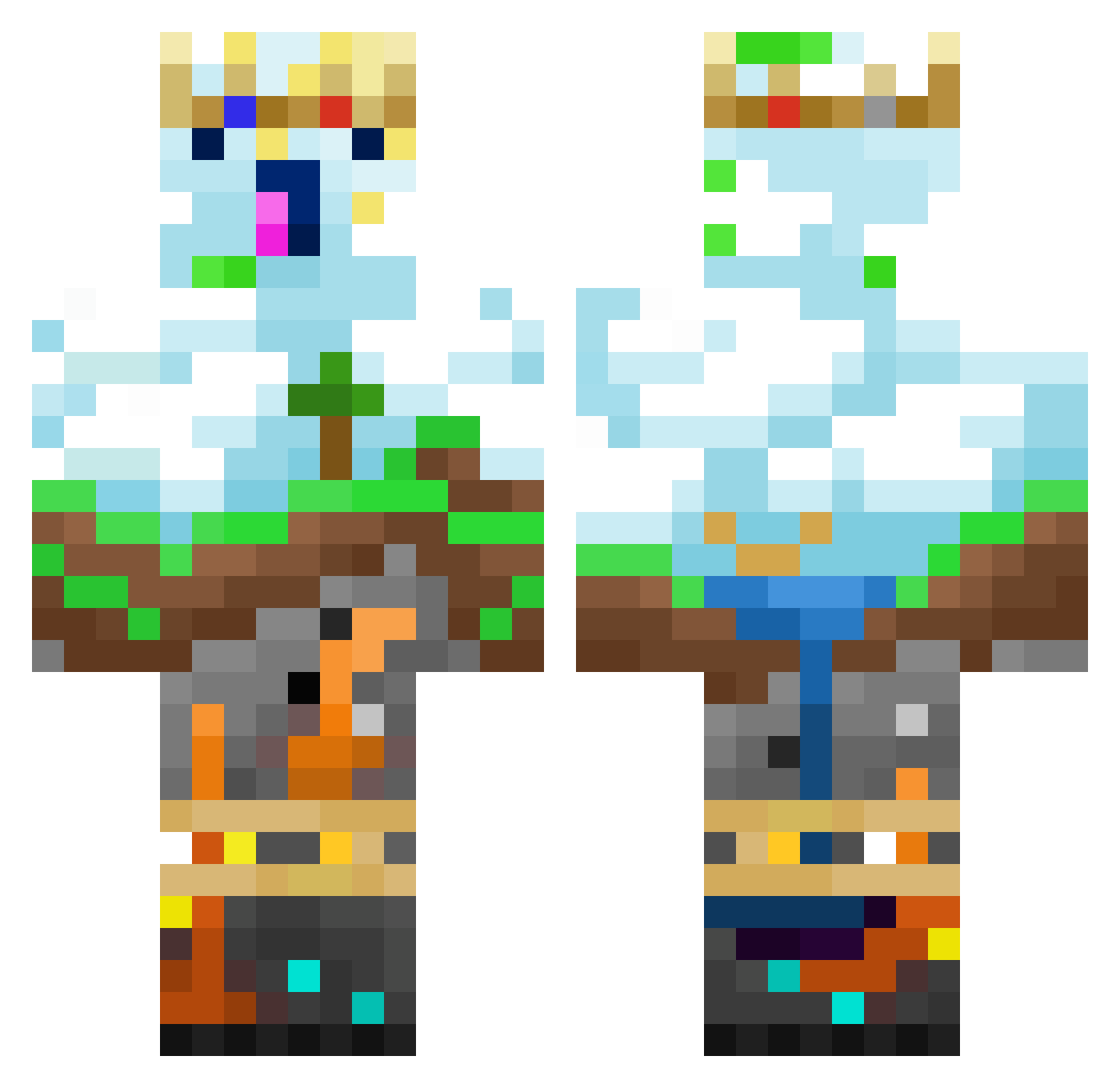 YoKirby Minecraft skin, front and back view