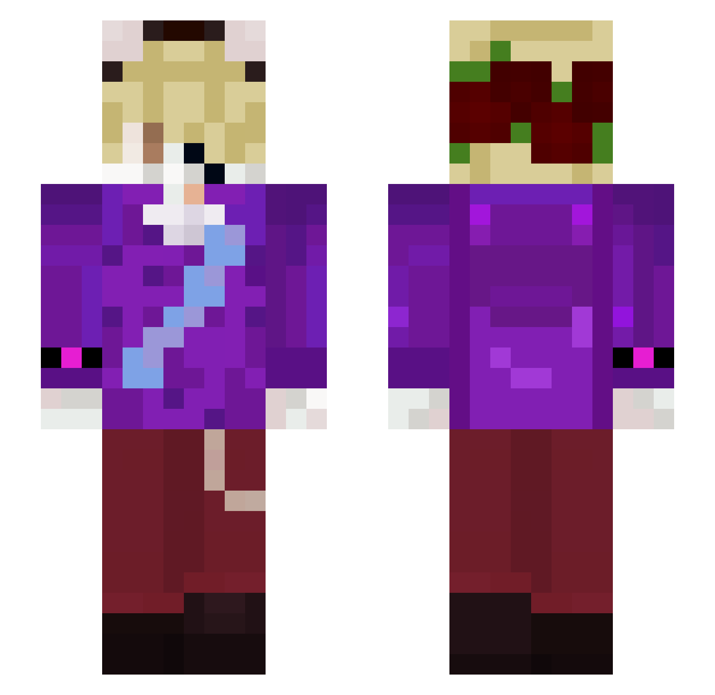 B00KY Minecraft skin, front and back view