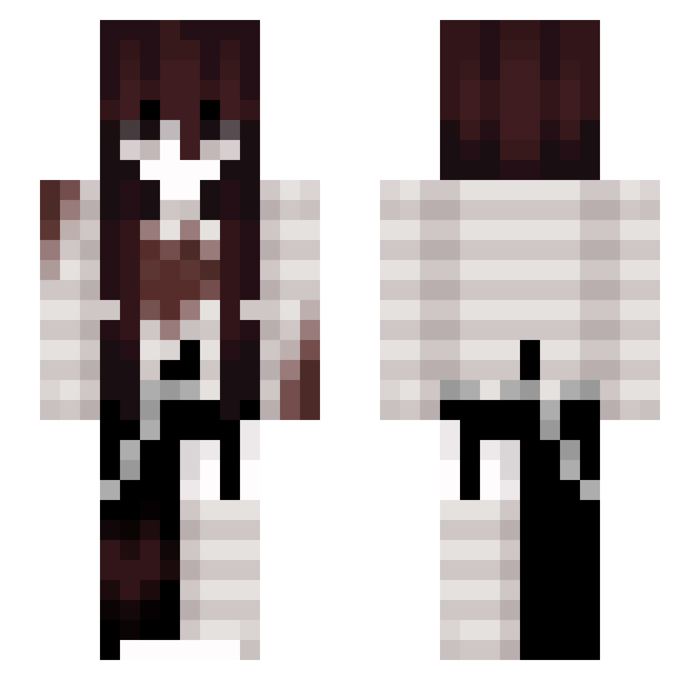 BookNerdUwU Minecraft skin, front and back view