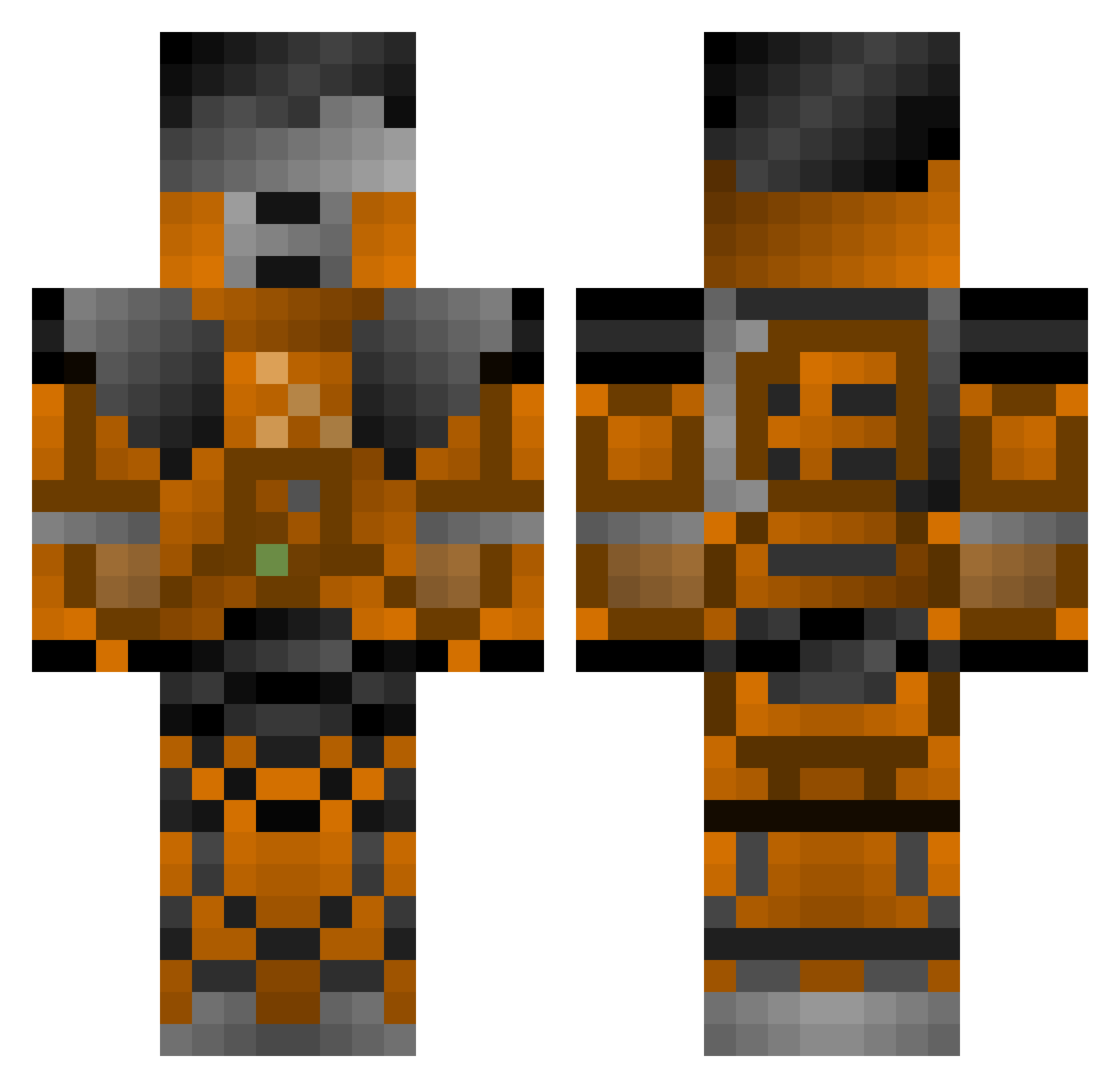 PixxelFour Minecraft skin, front and back view