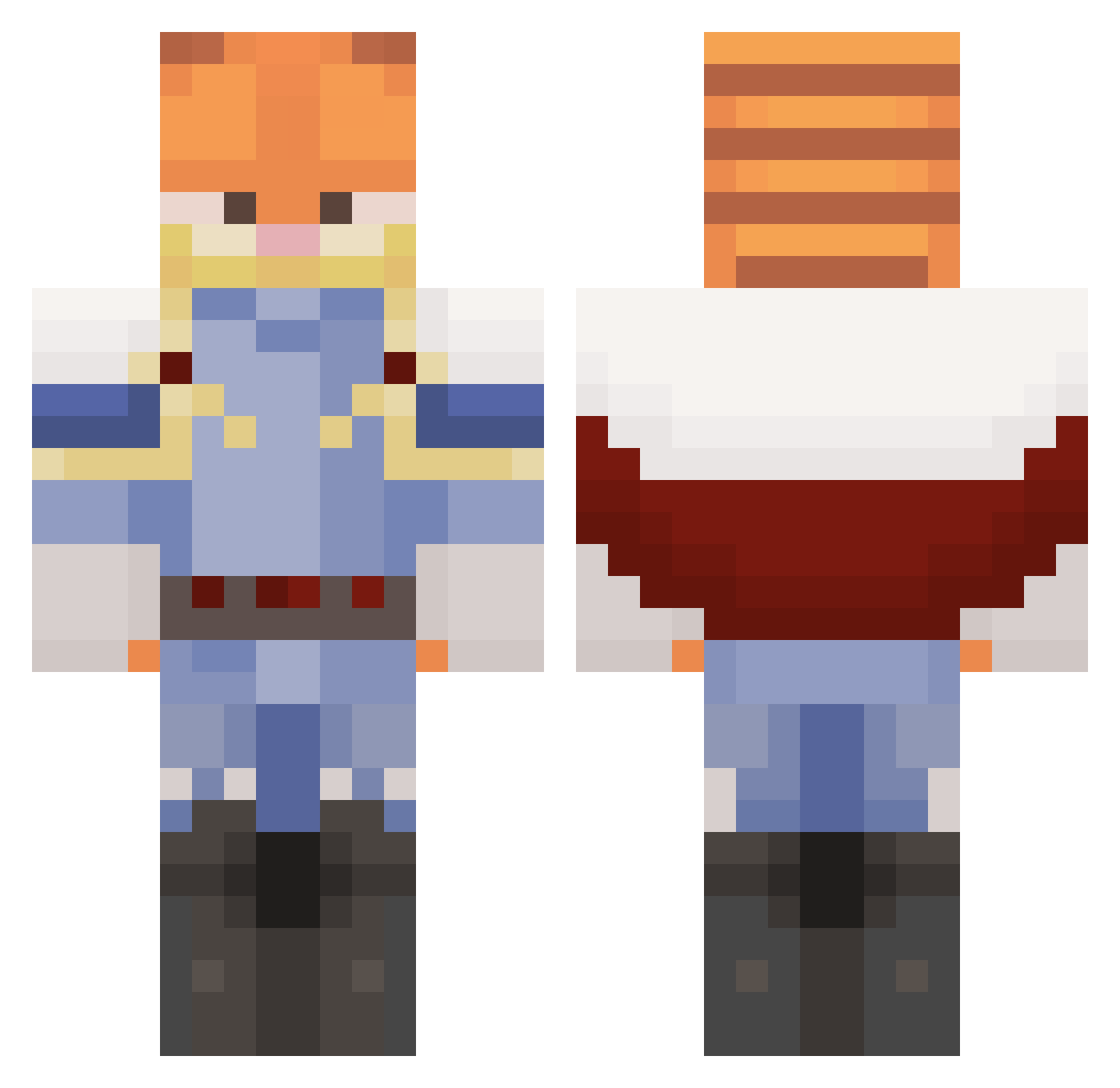 Rasffaa Minecraft skin, front and back view
