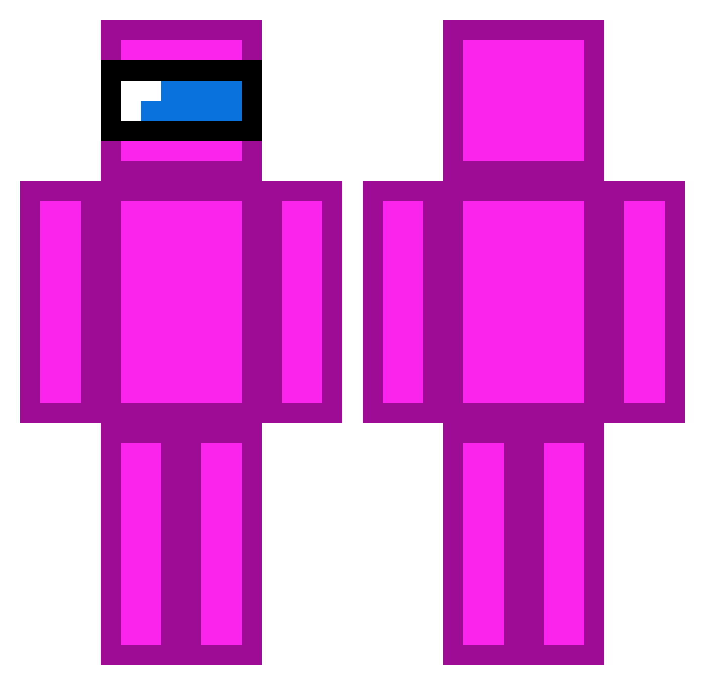 SadSpleef Minecraft skin, front and back view