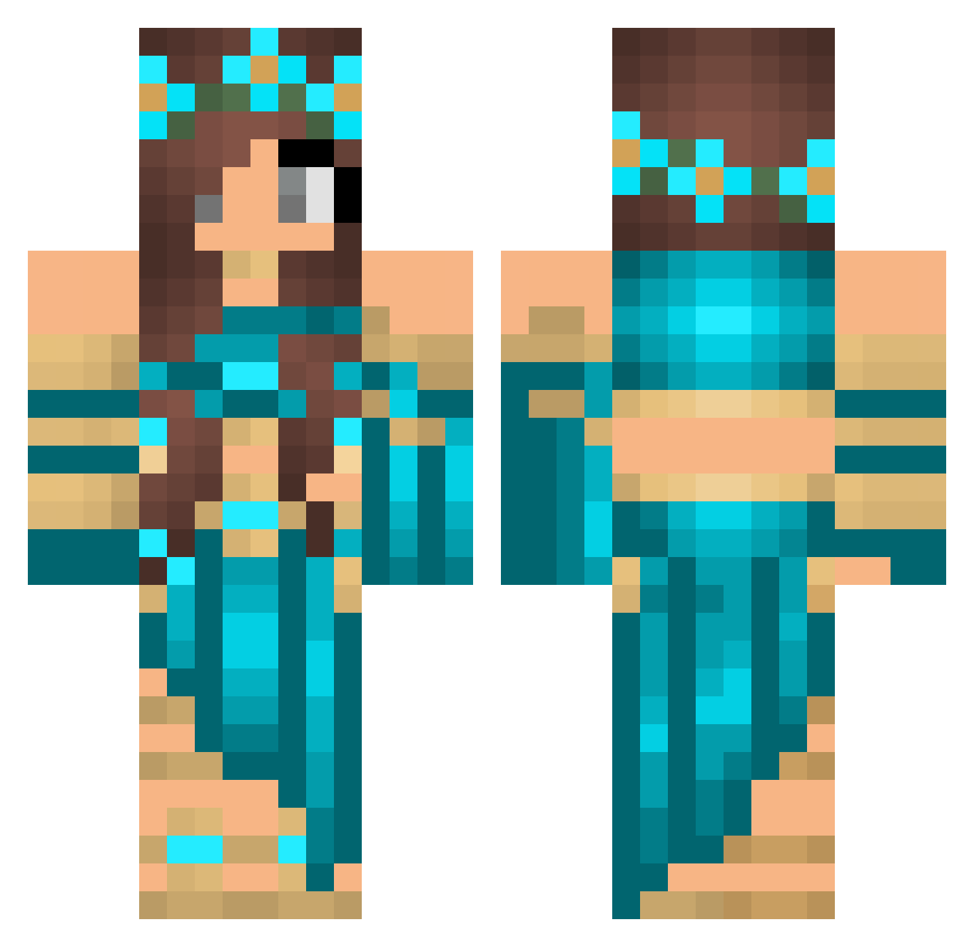 Shauri Minecraft skin, front and back view