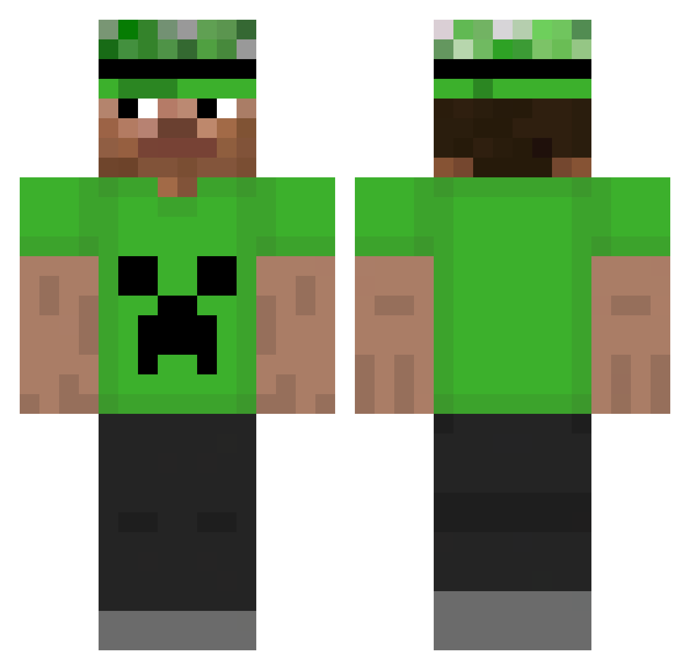 Bae20million Minecraft skin, front and back view
