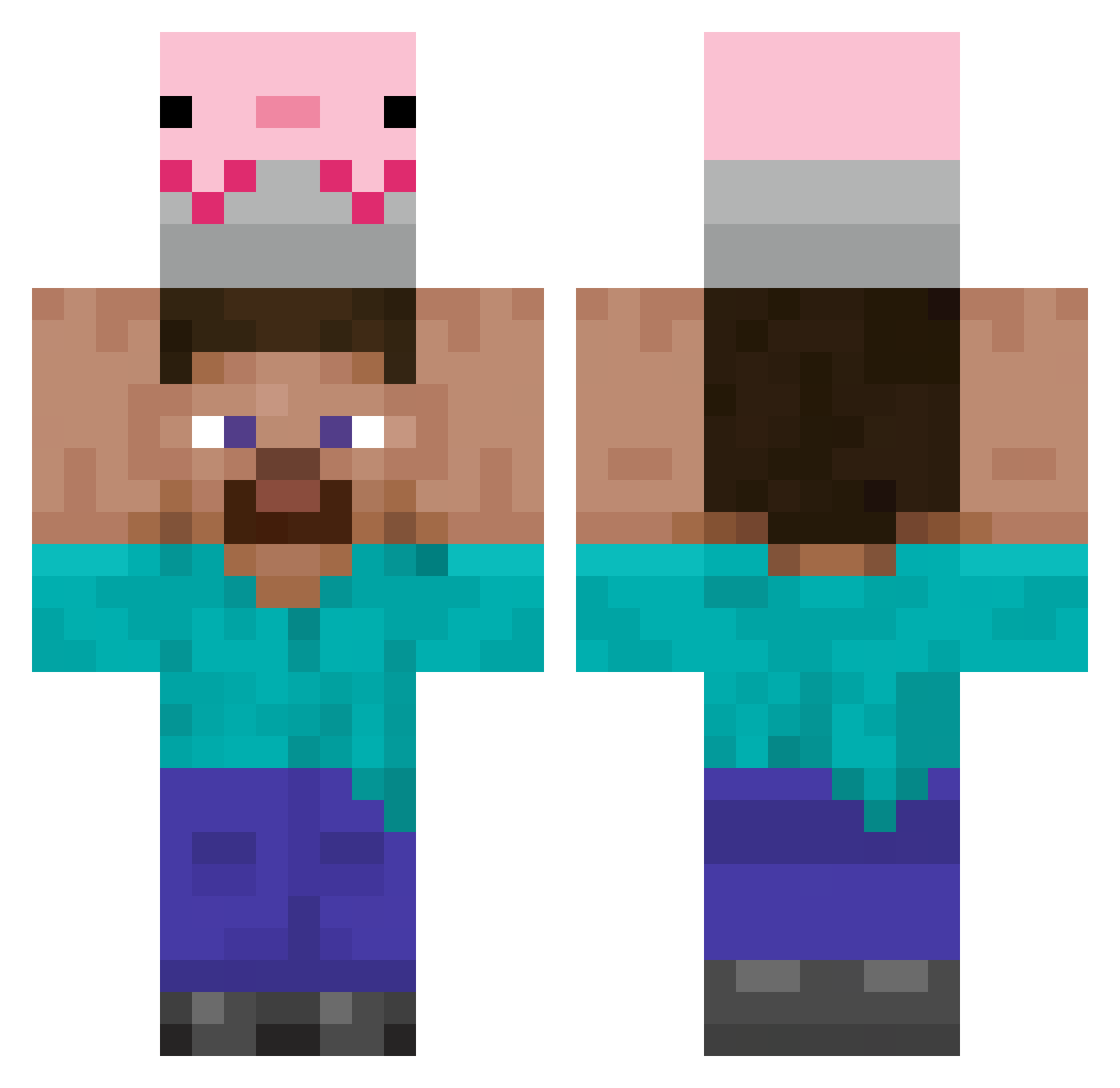 Exmetal Minecraft skin, front and back view
