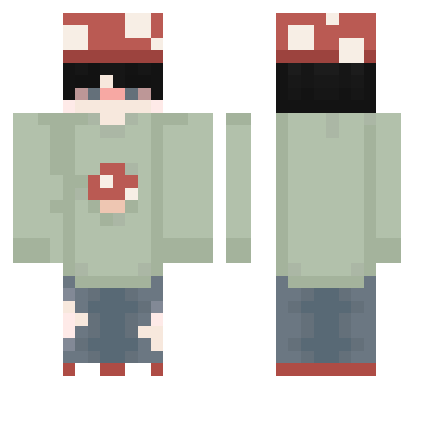 Haariu Minecraft skin, front and back view
