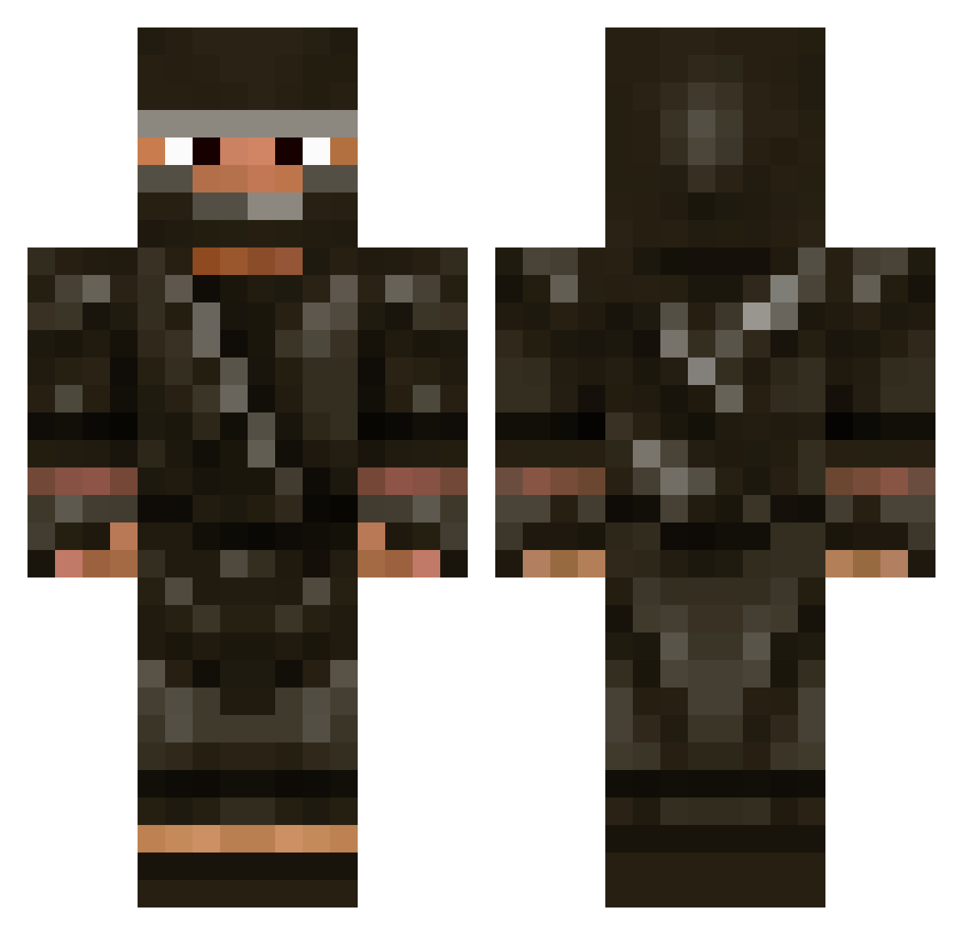wronghead Minecraft skin, front and back view