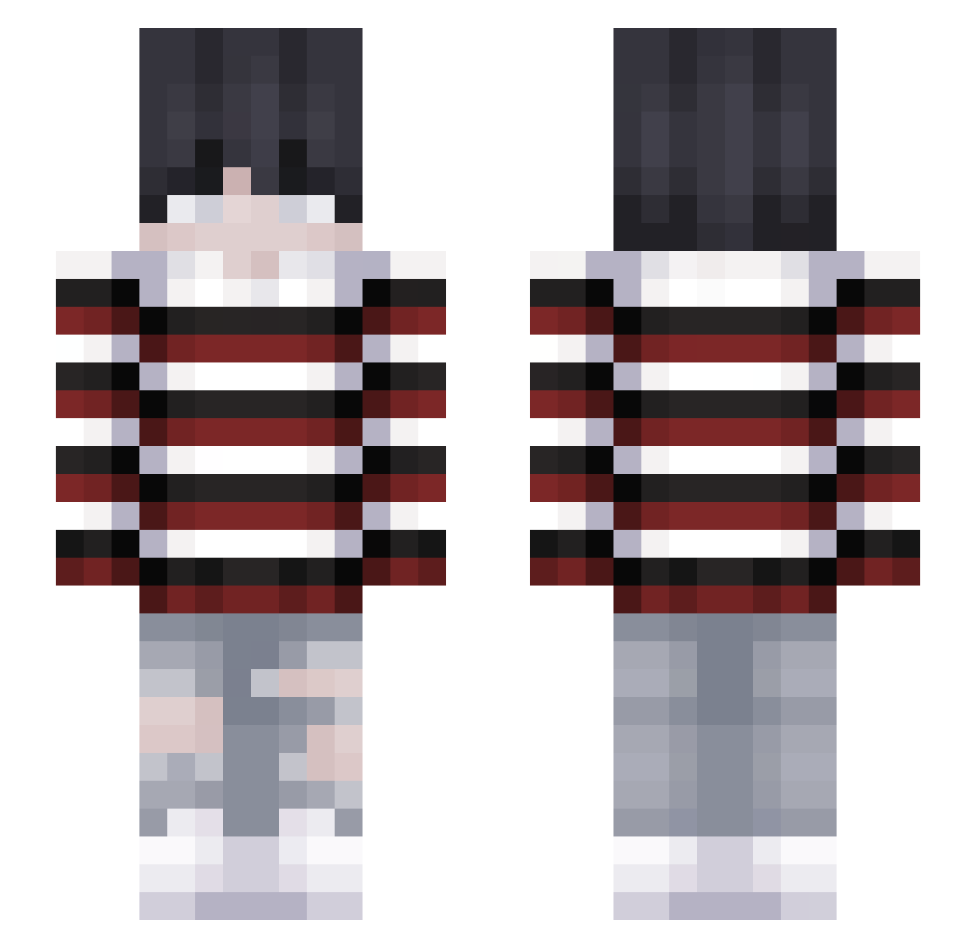 ShadyFantasy Minecraft skin, front and back view