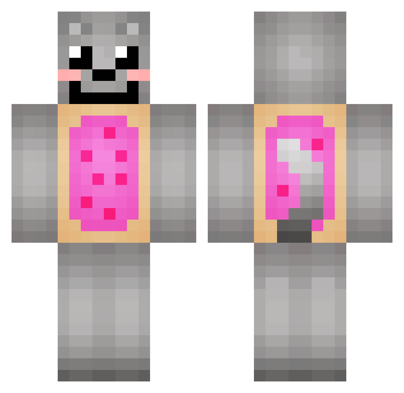 mooomooooooooooo Minecraft skin, front and back view