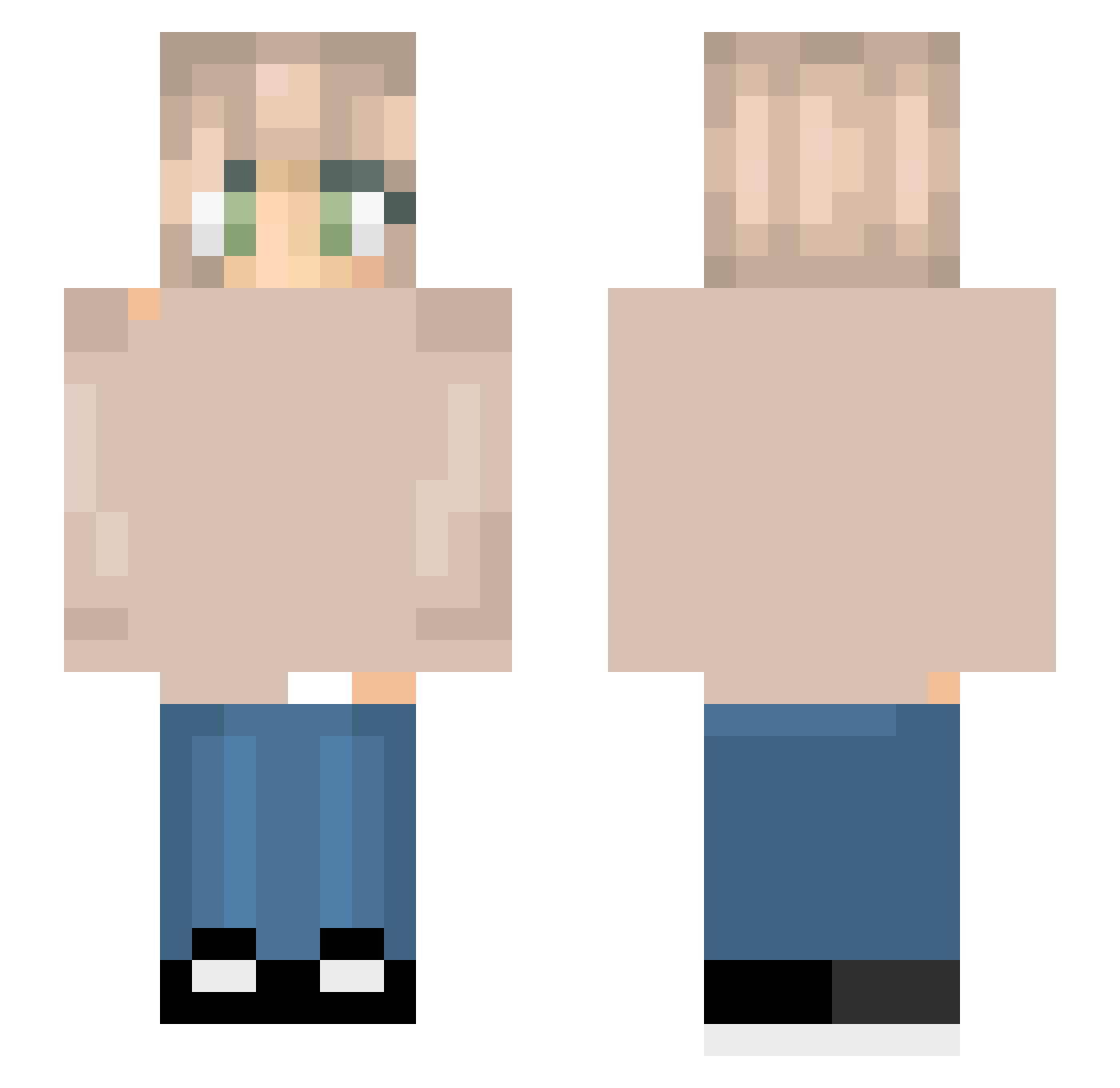 PinkPiglet7613 Minecraft skin, front and back view