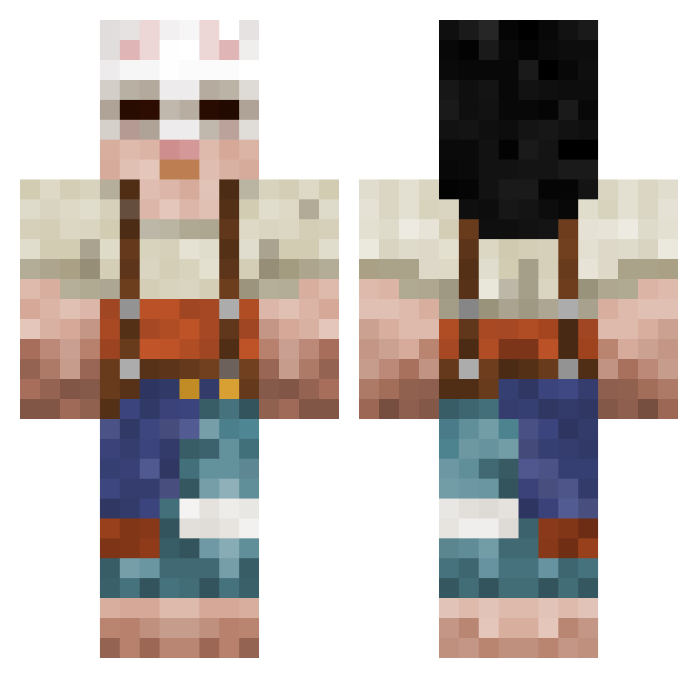 Diguee Minecraft skin, front and back view