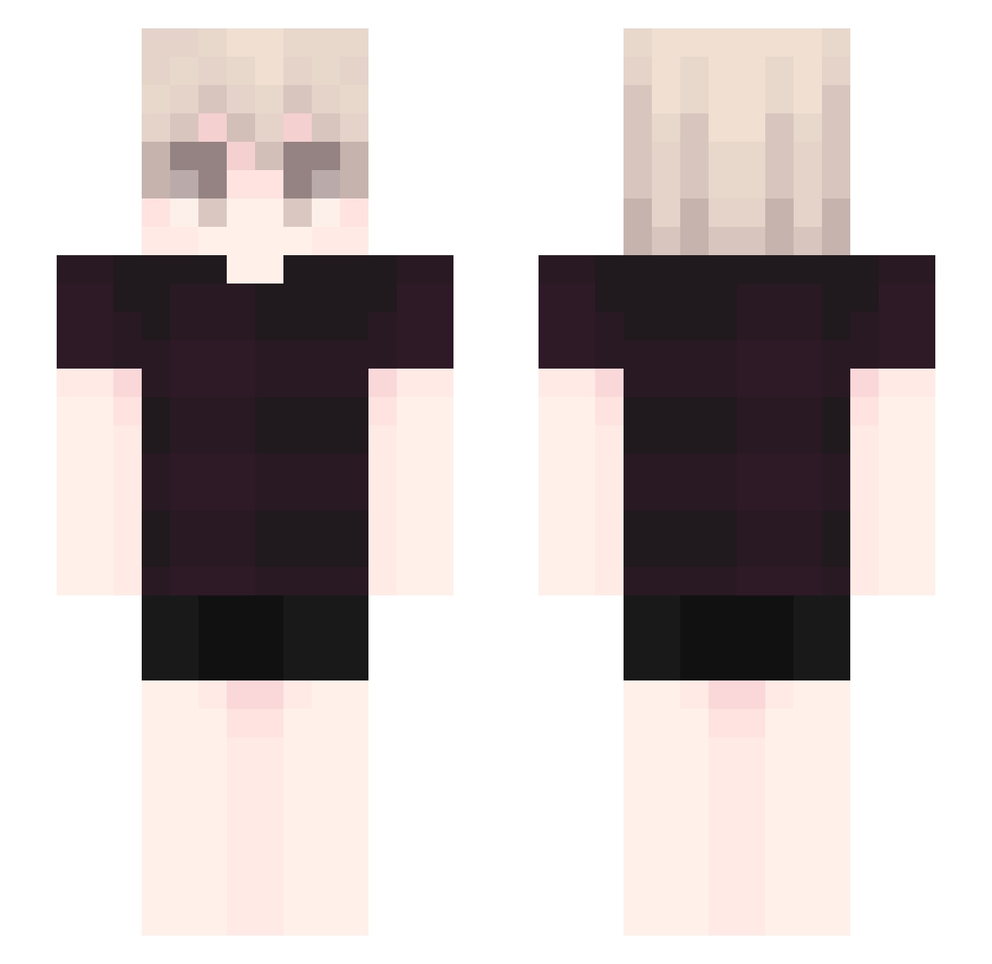 NotDollar Minecraft skin, front and back view