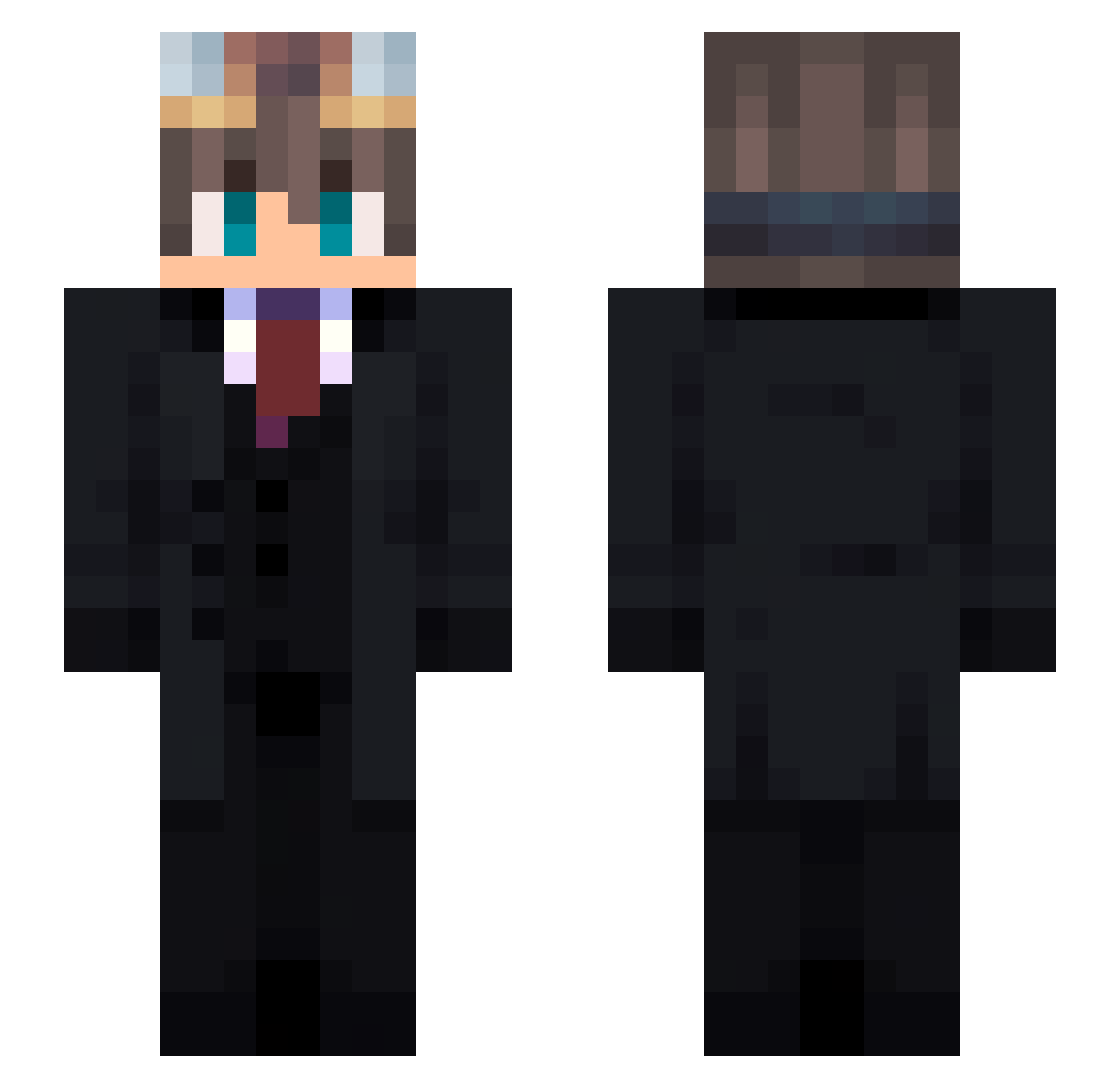 MrMemat08 Minecraft skin, front and back view