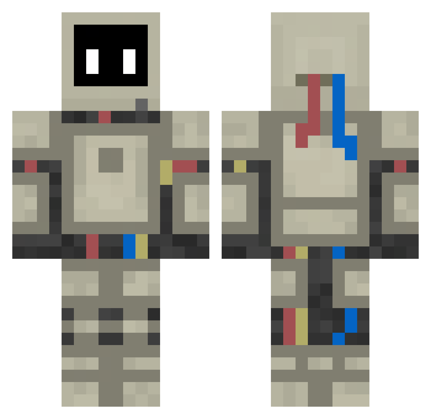 MisterNewts Minecraft skin, front and back view