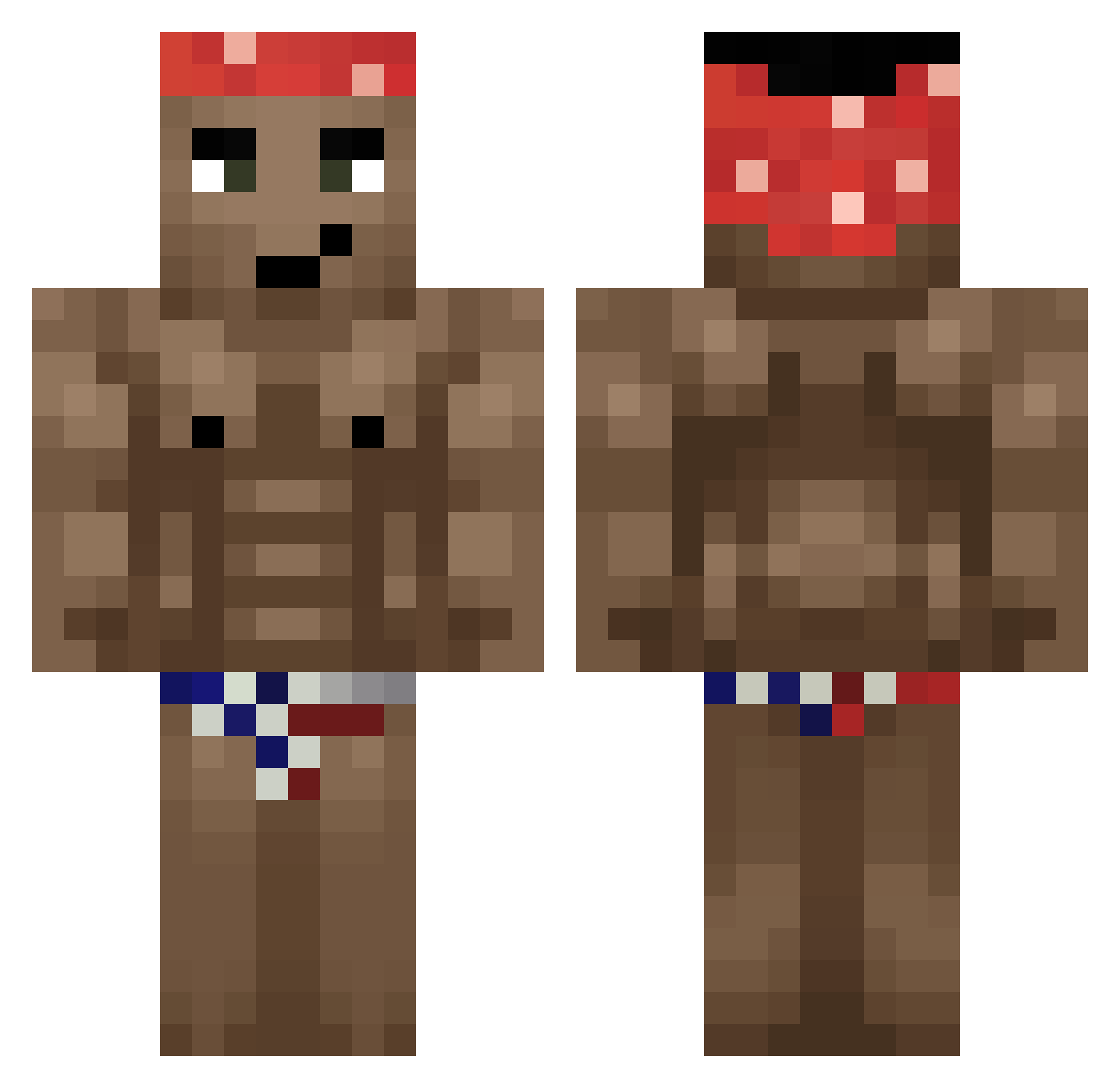 p1onier Minecraft skin, front and back view
