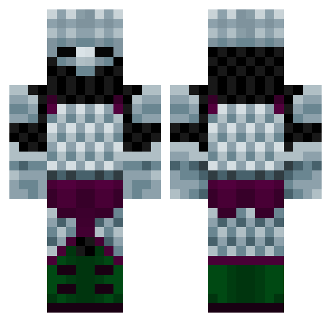 Betzerk Minecraft skin, front and back view