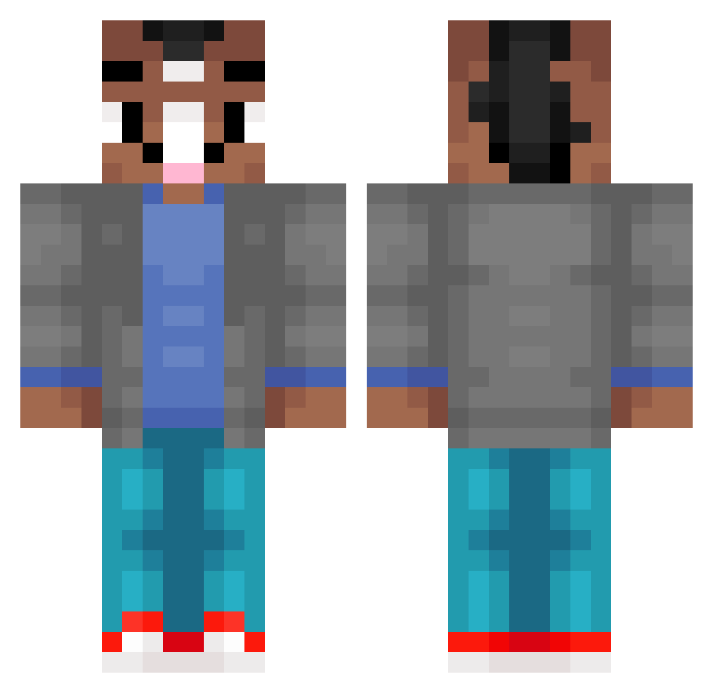 Descendinqz Minecraft skin, front and back view