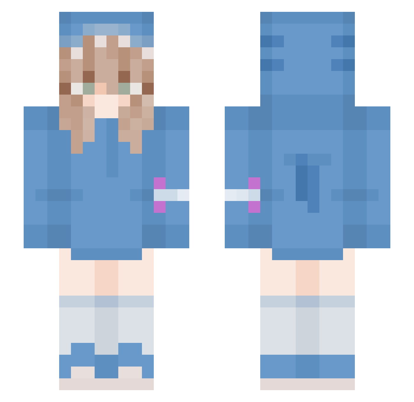 tpcow Minecraft skin, front and back view