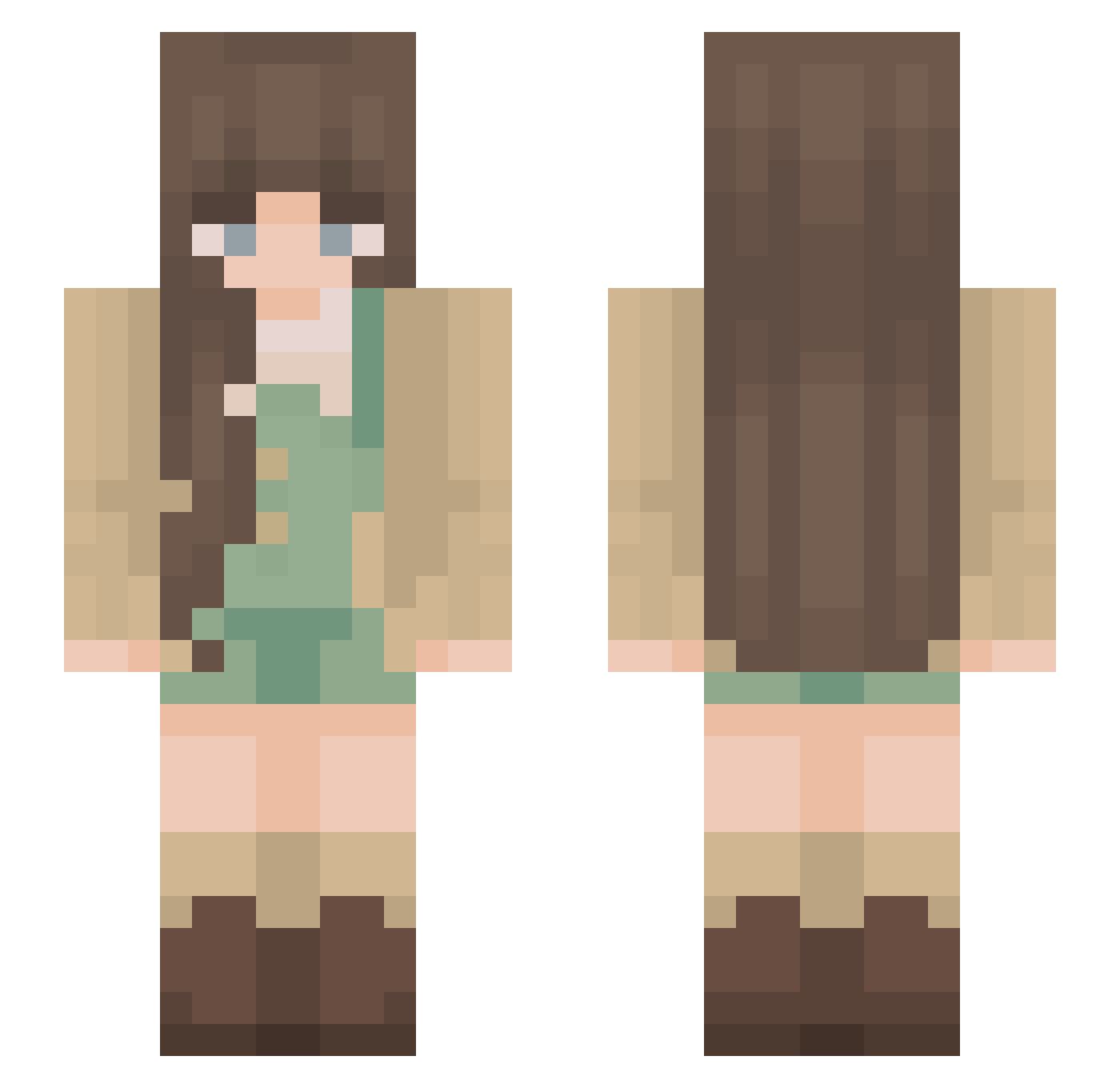XXAngelinaXX Minecraft skin, front and back view