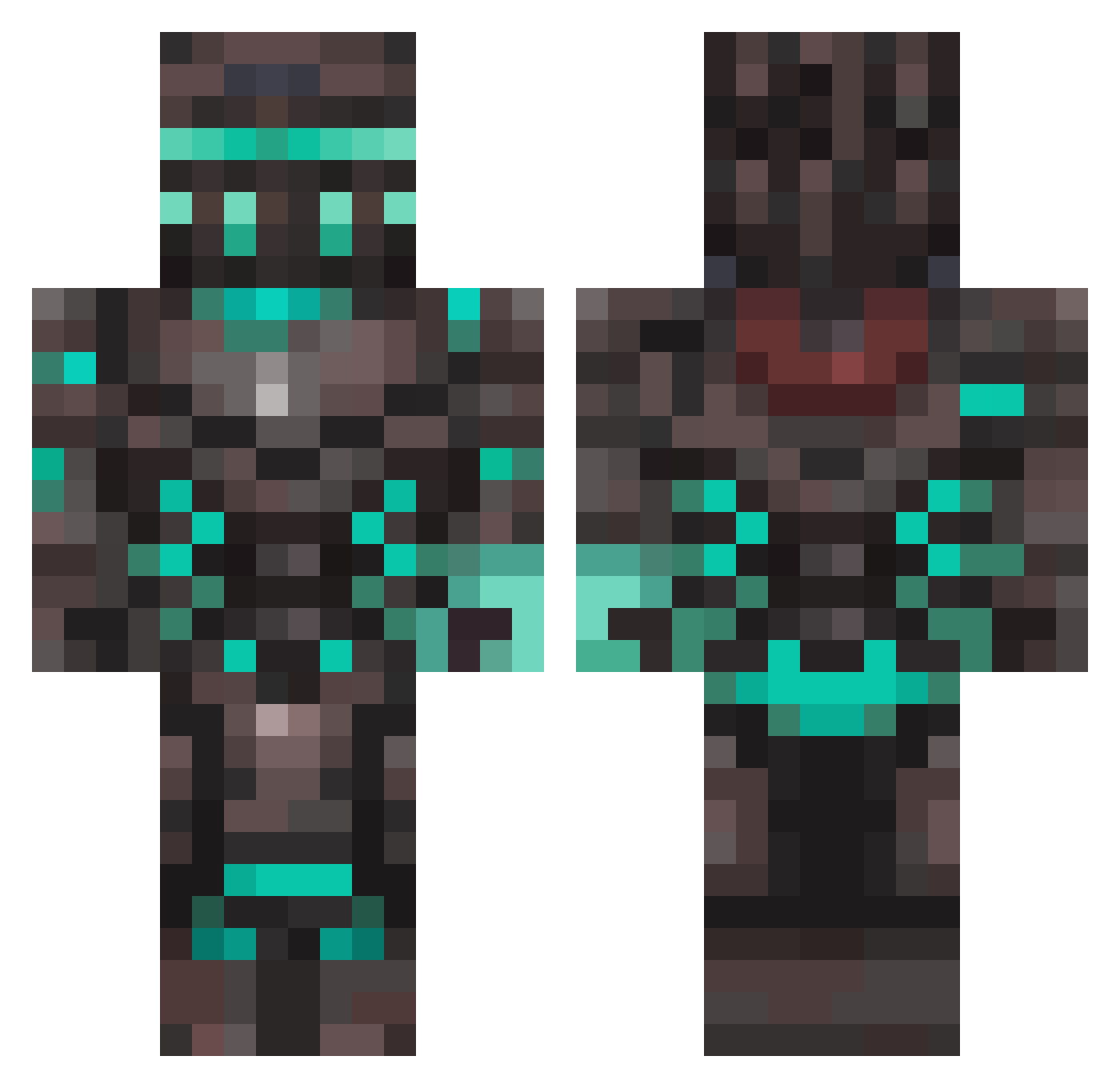 Bloodth3rsty Minecraft skin, front and back view