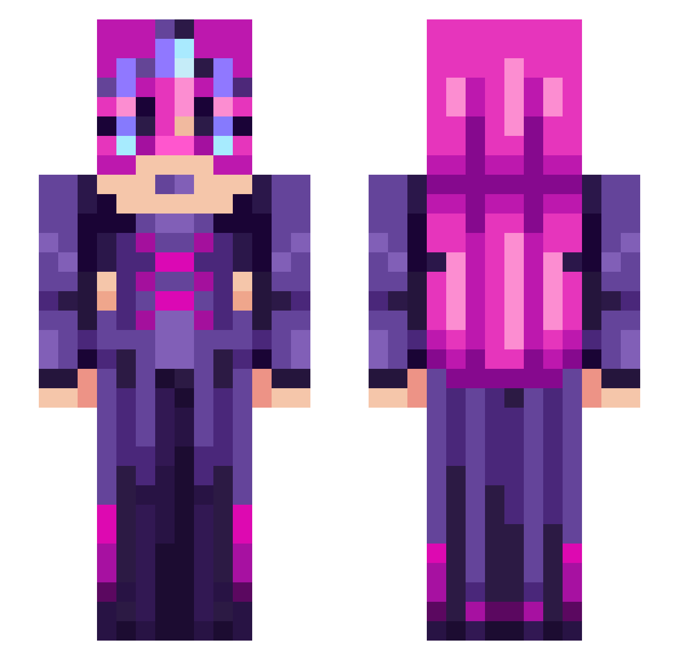 Abbky Minecraft skin, front and back view
