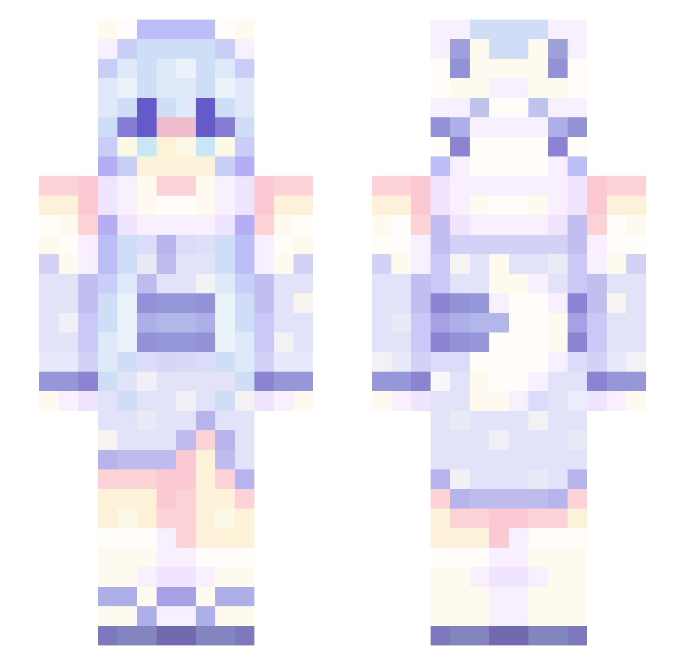 AykiBoo Minecraft skin, front and back view