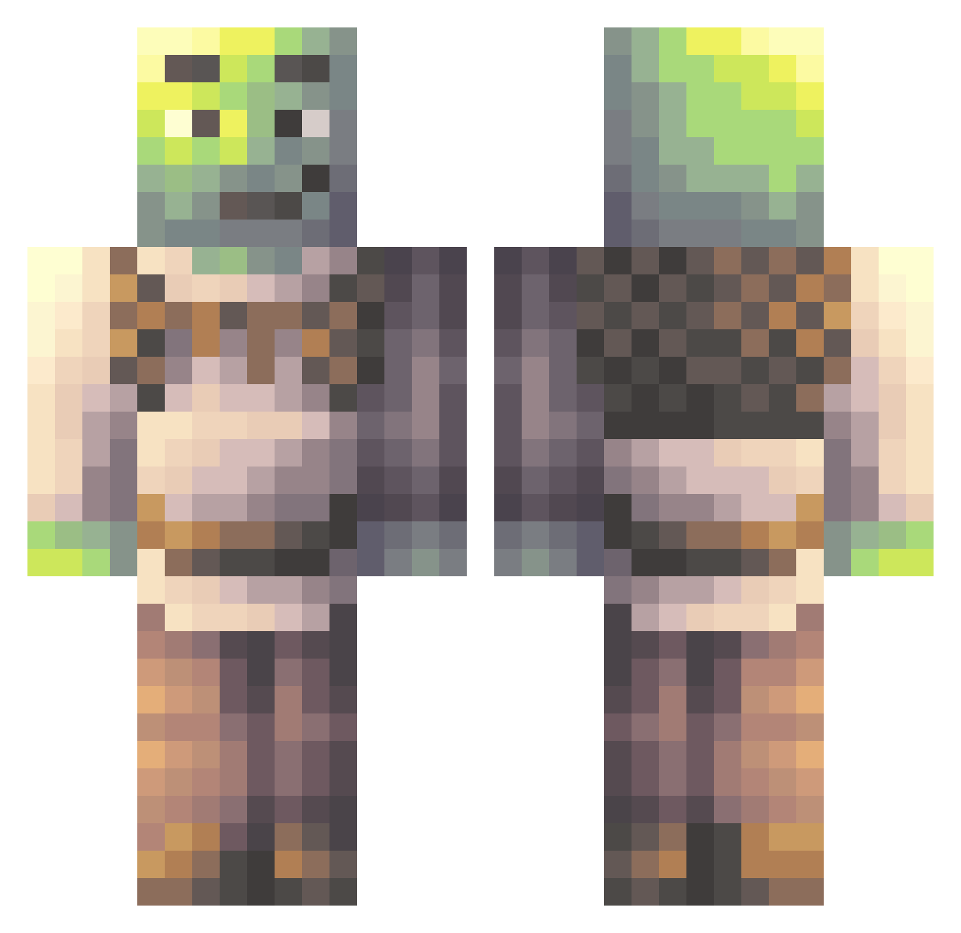 YahixKo Minecraft skin, front and back view