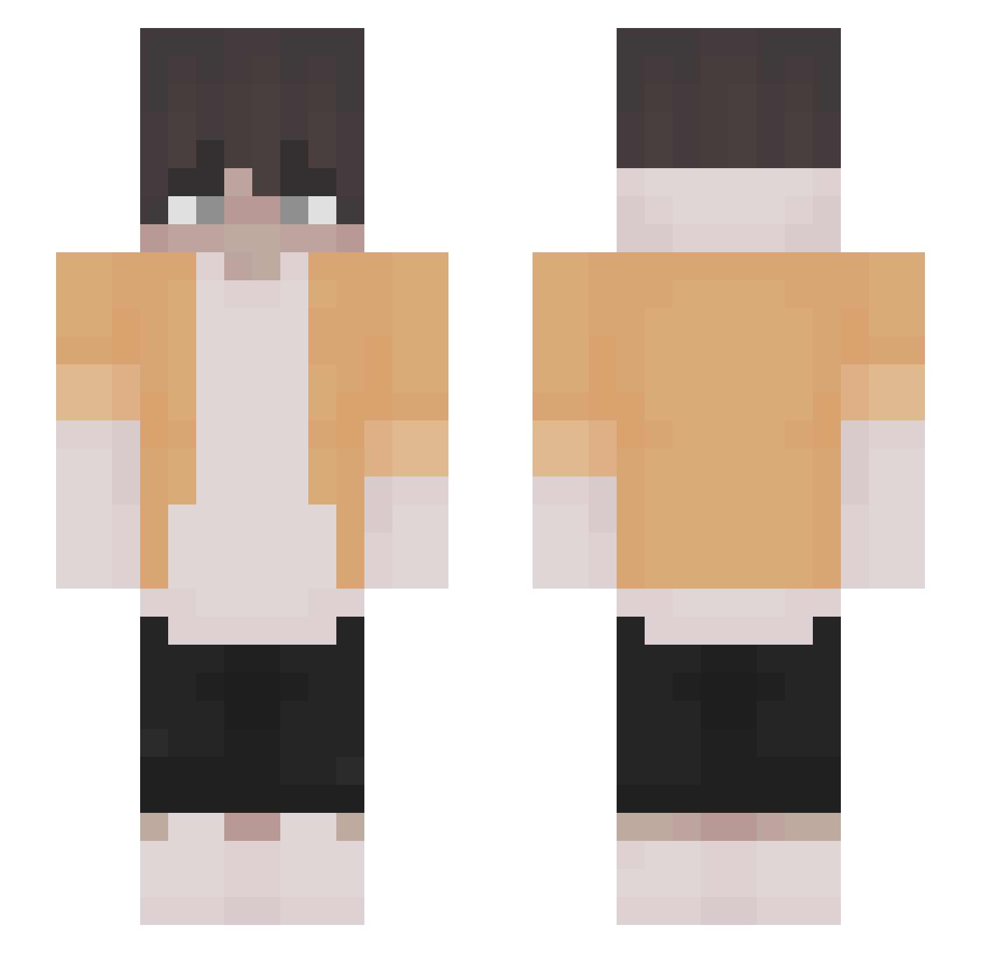 SilentF1ame Minecraft skin, front and back view