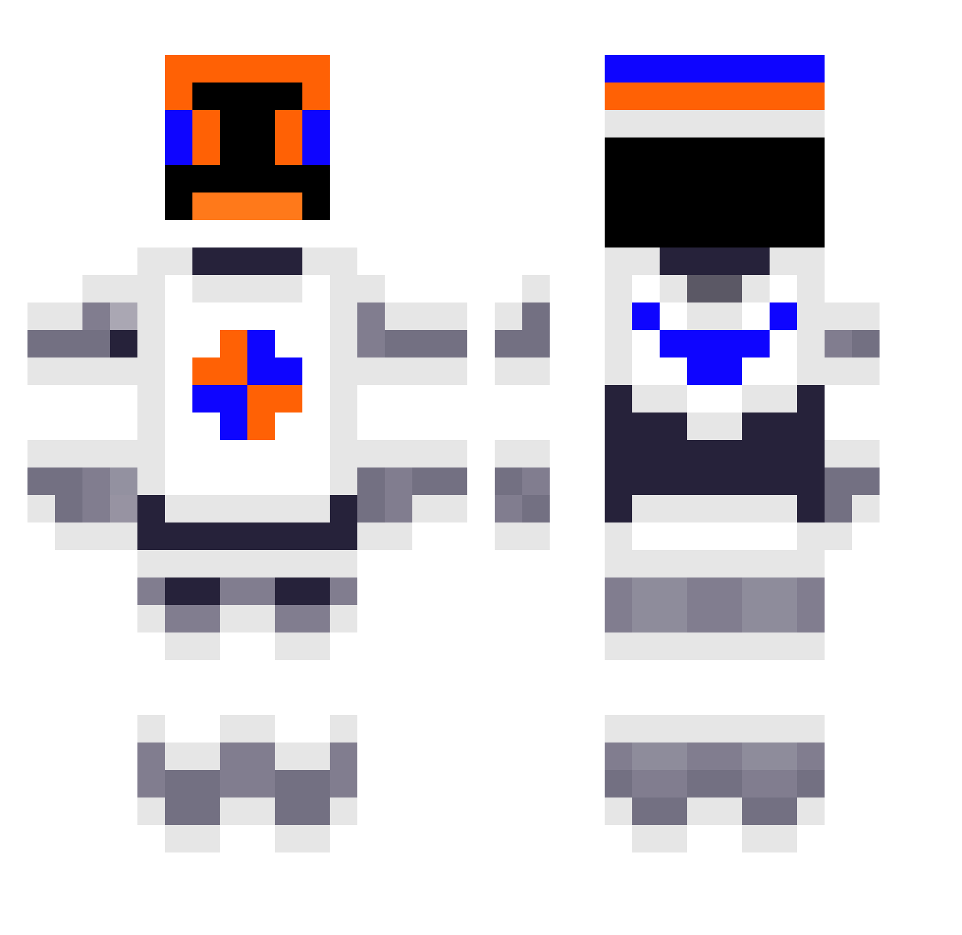 Traceback Minecraft skin, front and back view