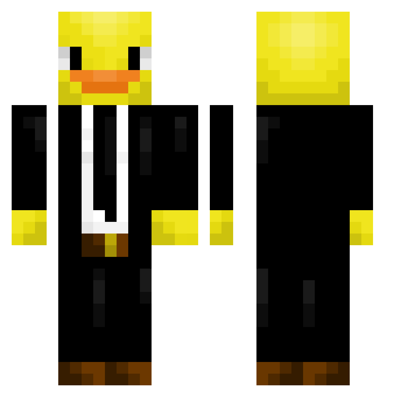 Schickles Minecraft skin, front and back view