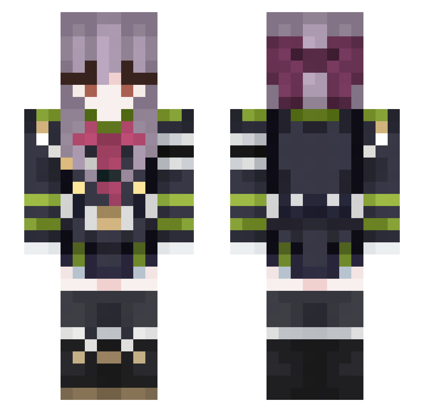 Gyuuraa Minecraft skin, front and back view