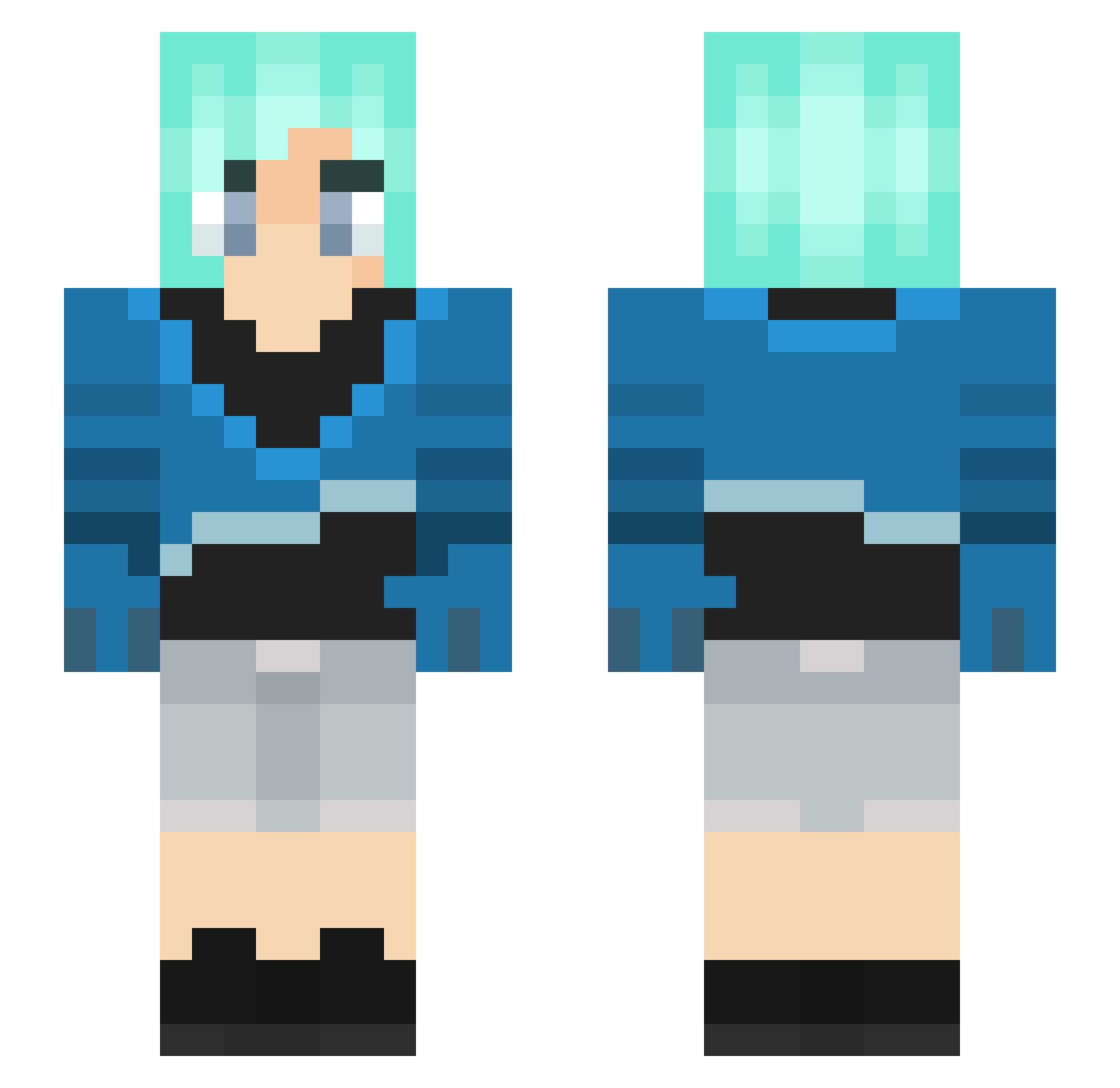Skye906 Minecraft skin, front and back view