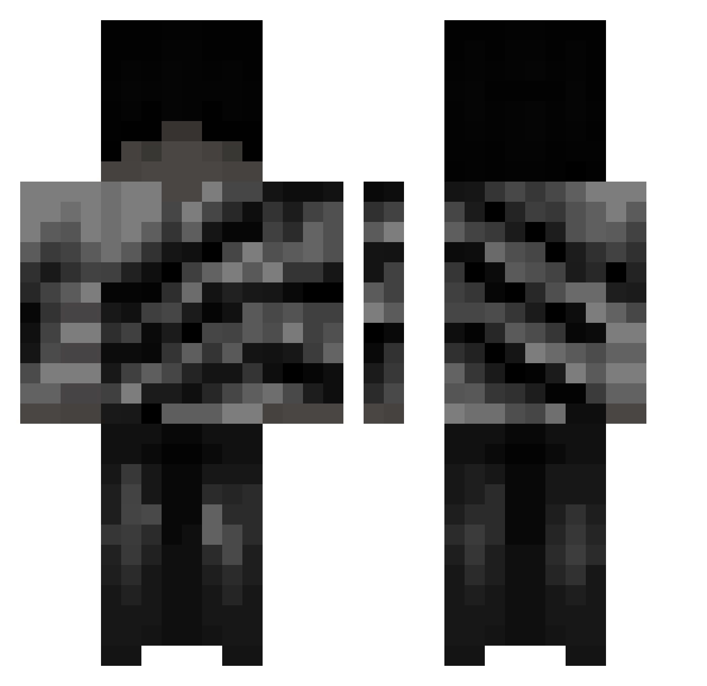 yxdw Minecraft skin, front and back view