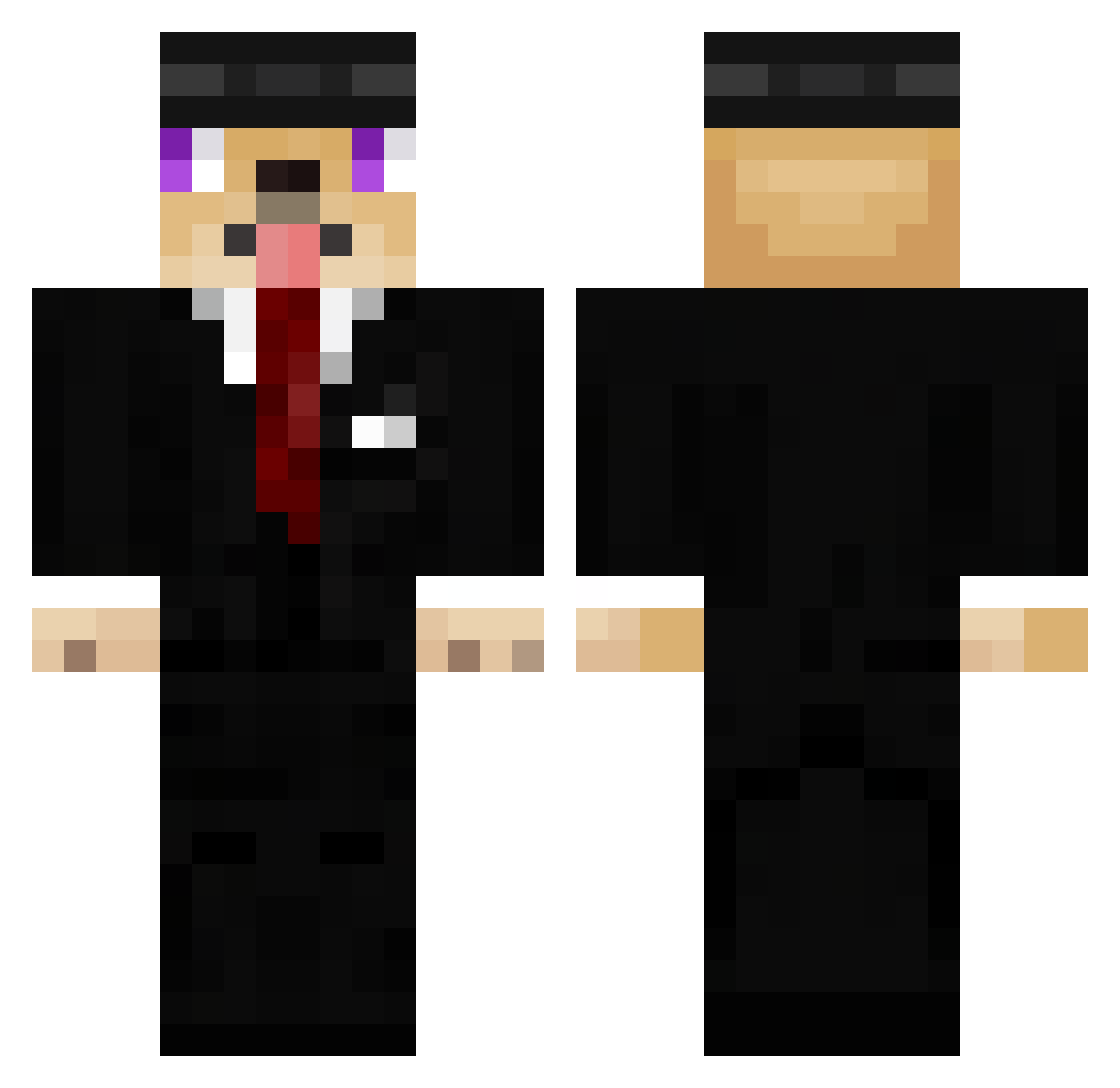 Xennom Minecraft skin, front and back view