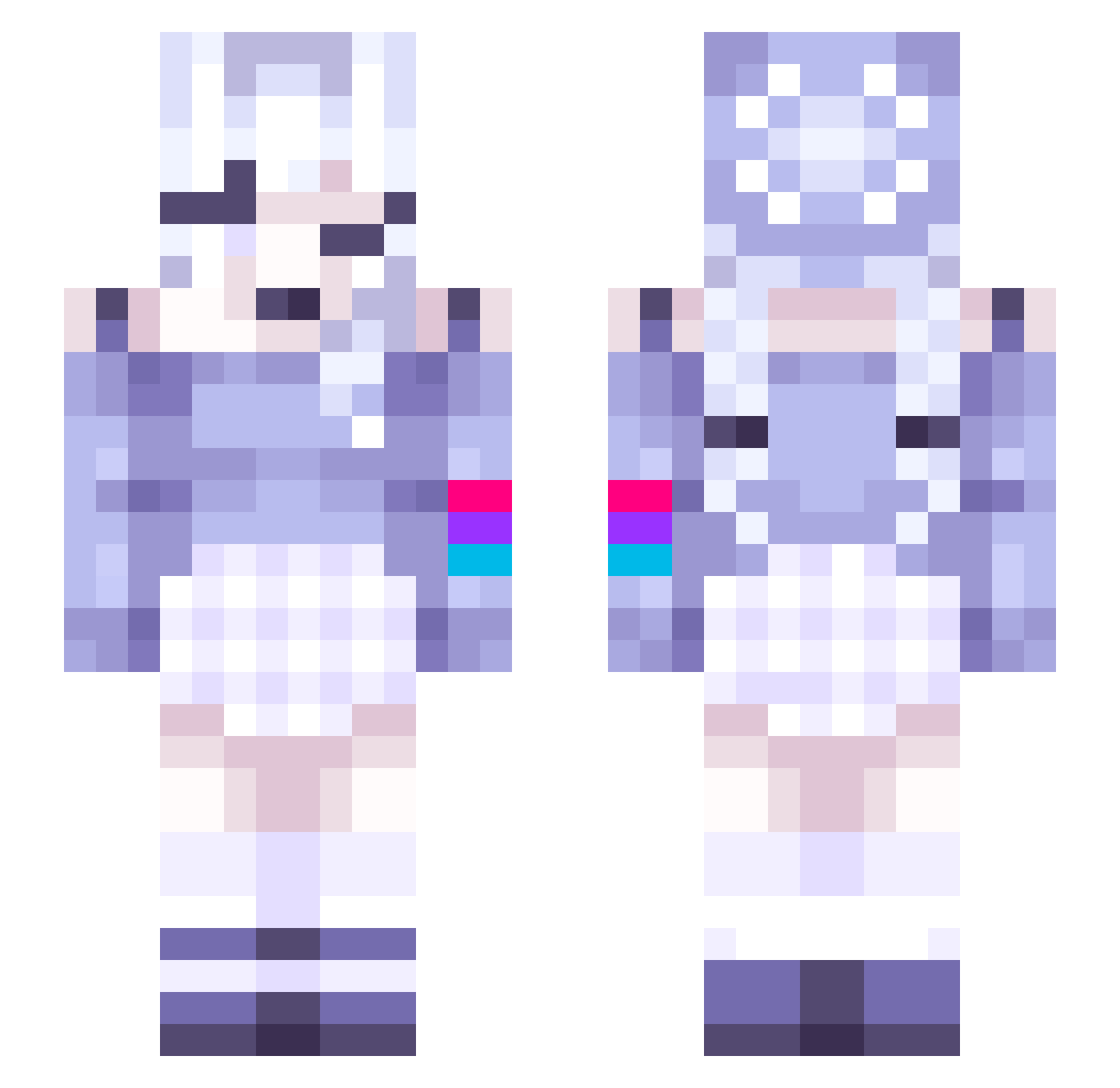 VivitheMoth Minecraft skin, front and back view
